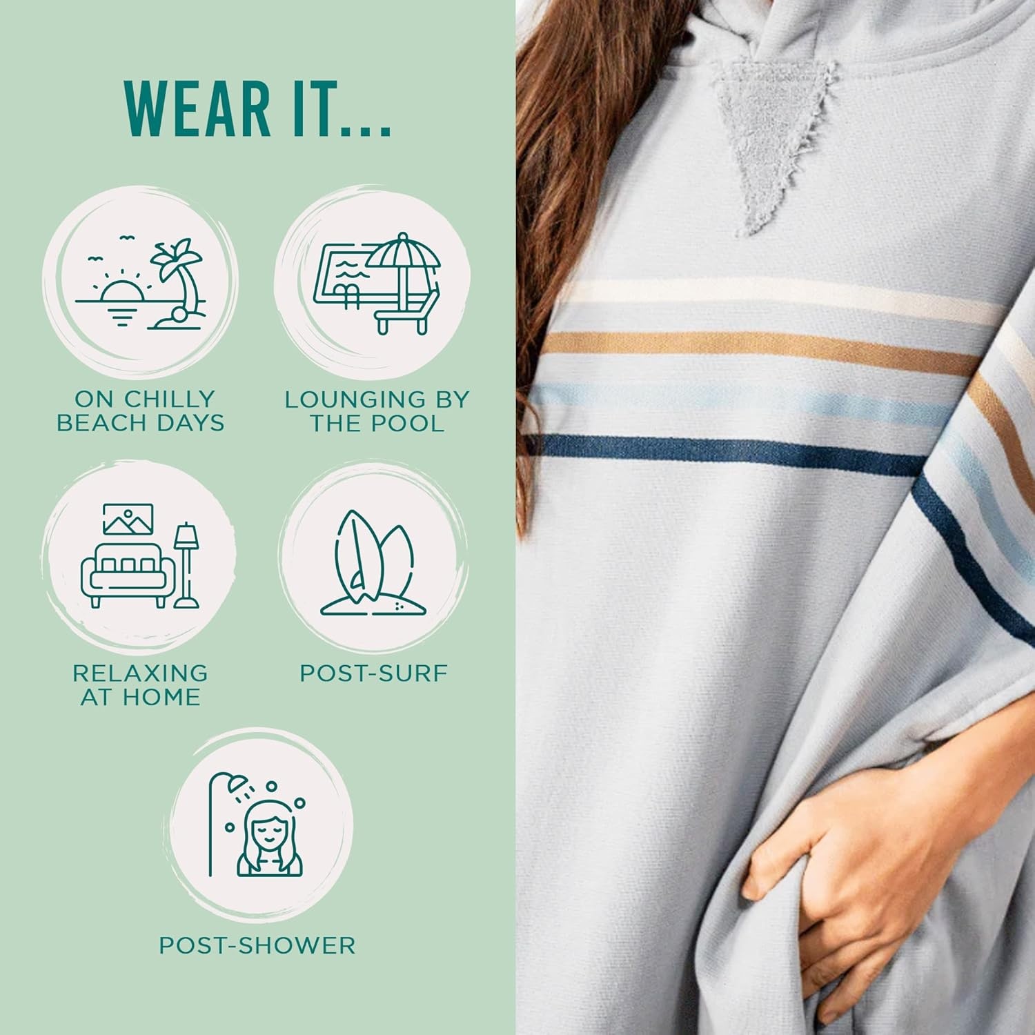 image:imageSand Cloud Beach Cover Up for Women Bathing Suit amp Swimsuit CoverUp Womens Poncho with Comfortable Fit for Post SwimClassic Border Stripe Red Navy