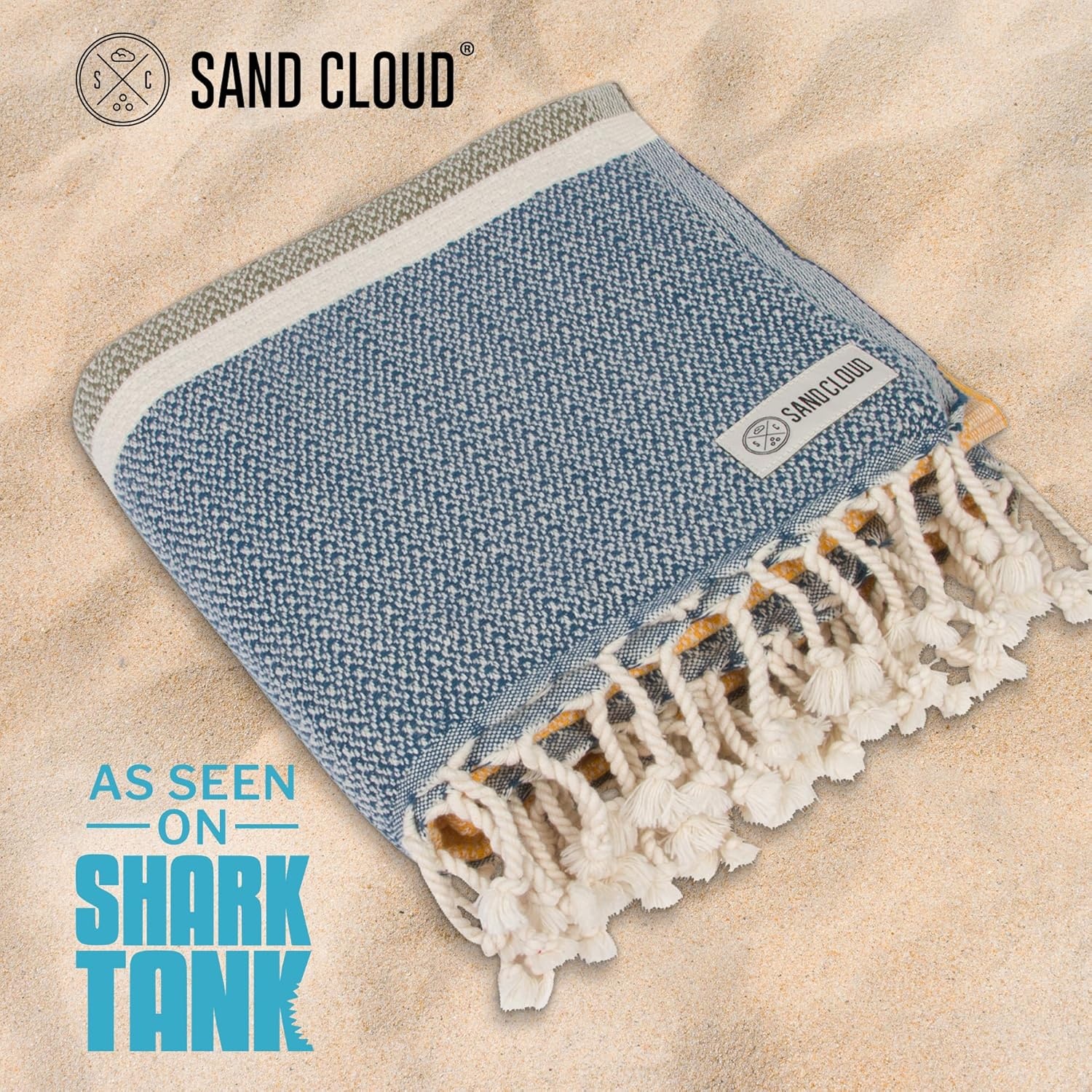 image:imageSand Cloud Beach Towel Sand Resistant 100 Organic Turkish Cotton Yarn Quick Dry Towel for Beach Picnic Blanket or Bath As Seen on Shark Tank Natu BlueChains Honey