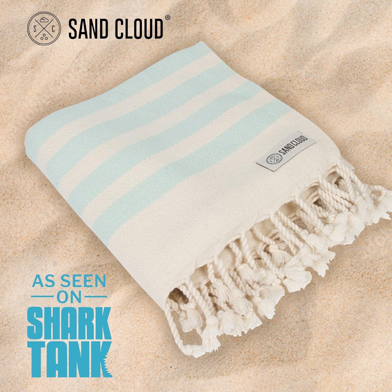 image:imageSand Cloud Beach Towel Sand Resistant 100 Organic Turkish Cotton Yarn Quick Dry Towel for Beach Picnic Blanket or Bath As Seen on Shark Tank Natu BlueNatu Blue