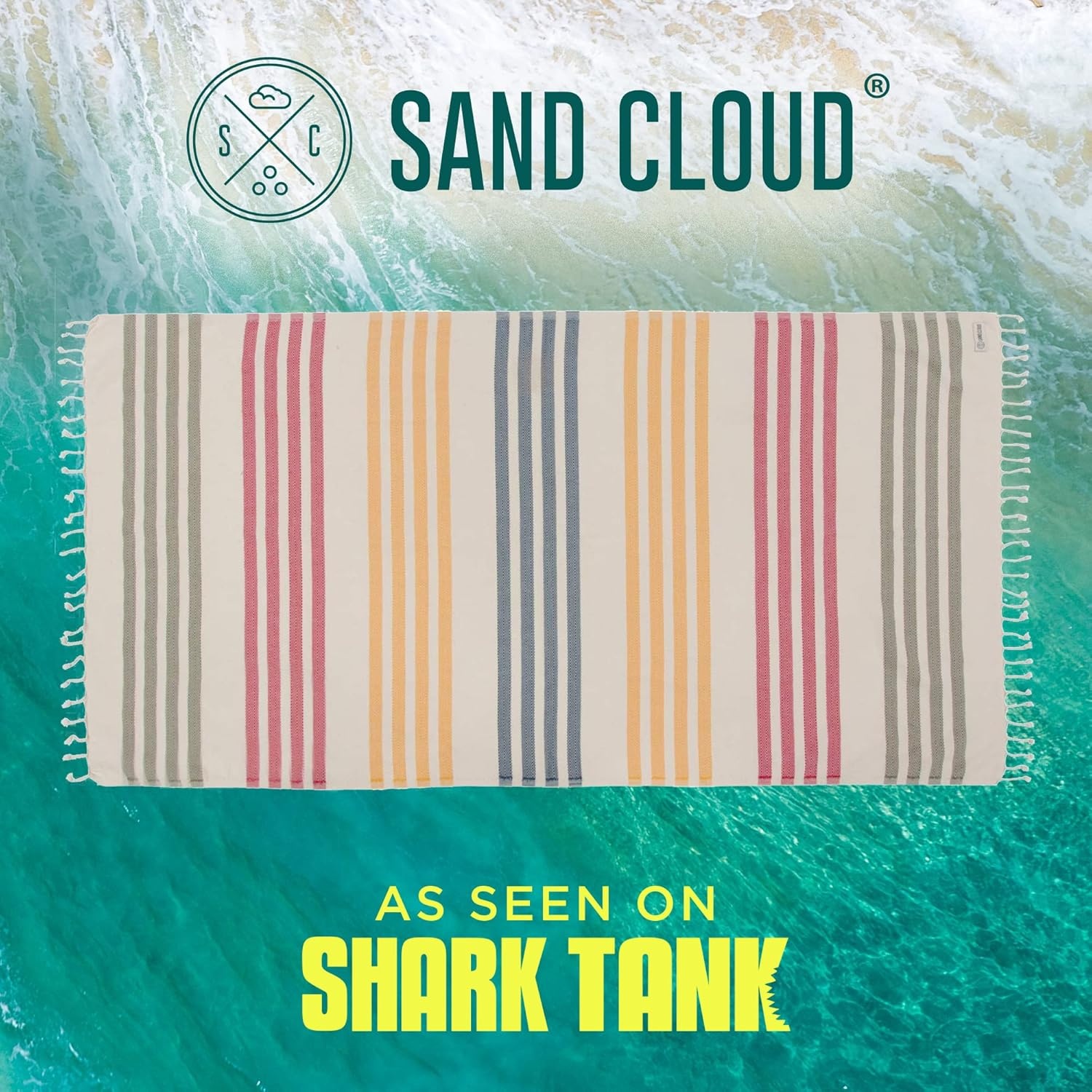image:imageSand Cloud Beach Towel Sand Resistant 100 Organic Turkish Cotton Yarn Quick Dry Towel for Beach Picnic Blanket or Bath As Seen on Shark Tank Natu BlueNatu Honey