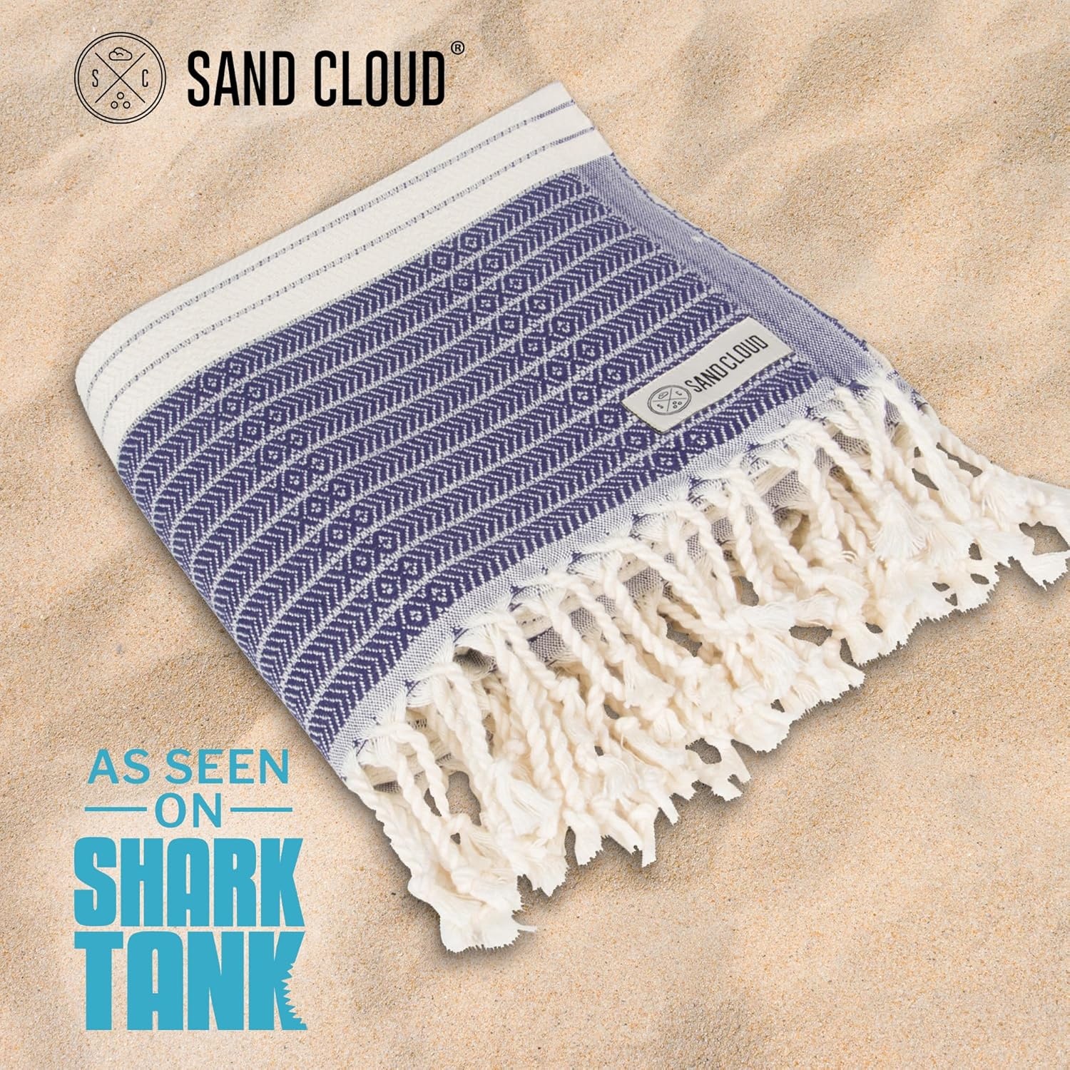 image:imageSand Cloud Beach Towel Sand Resistant 100 Organic Turkish Cotton Yarn Quick Dry Towel for Beach Picnic Blanket or Bath As Seen on Shark Tank Natu BlueLetoon Navy