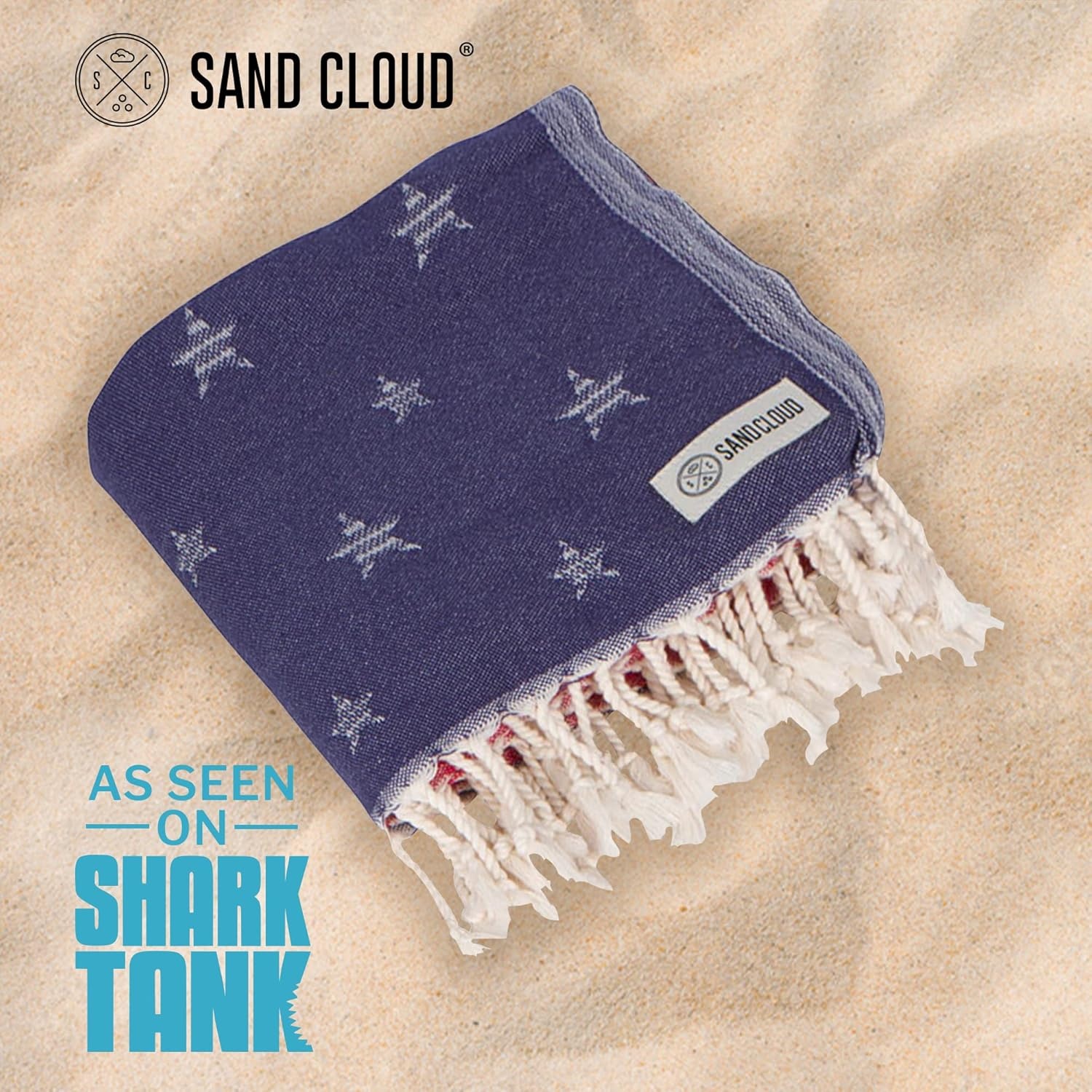 image:imageSand Cloud Beach Towel Sand Resistant 100 Organic Turkish Cotton Yarn Quick Dry Towel for Beach Picnic Blanket or Bath As Seen on Shark Tank Stars amp Stripes Red White amp BlueStars and Stripes