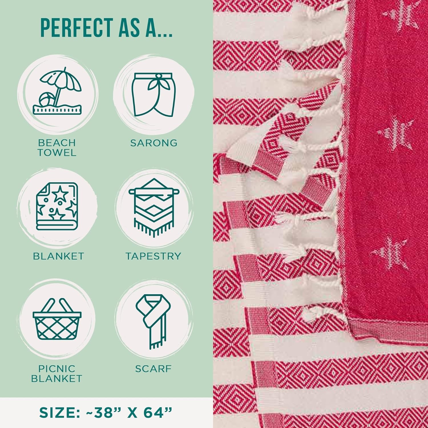 image:imageSand Cloud Beach Towel Sand Resistant 100 Organic Turkish Cotton Yarn Quick Dry Towel for Beach Picnic Blanket or Bath As Seen on Shark Tank Stars amp Stripes Red White amp BlueStars and Stripes