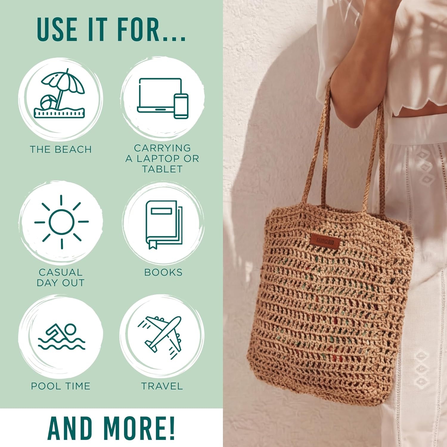image:imageSand Cloud Canvas Beach Tote Bags for WomenBaha Straw Tote