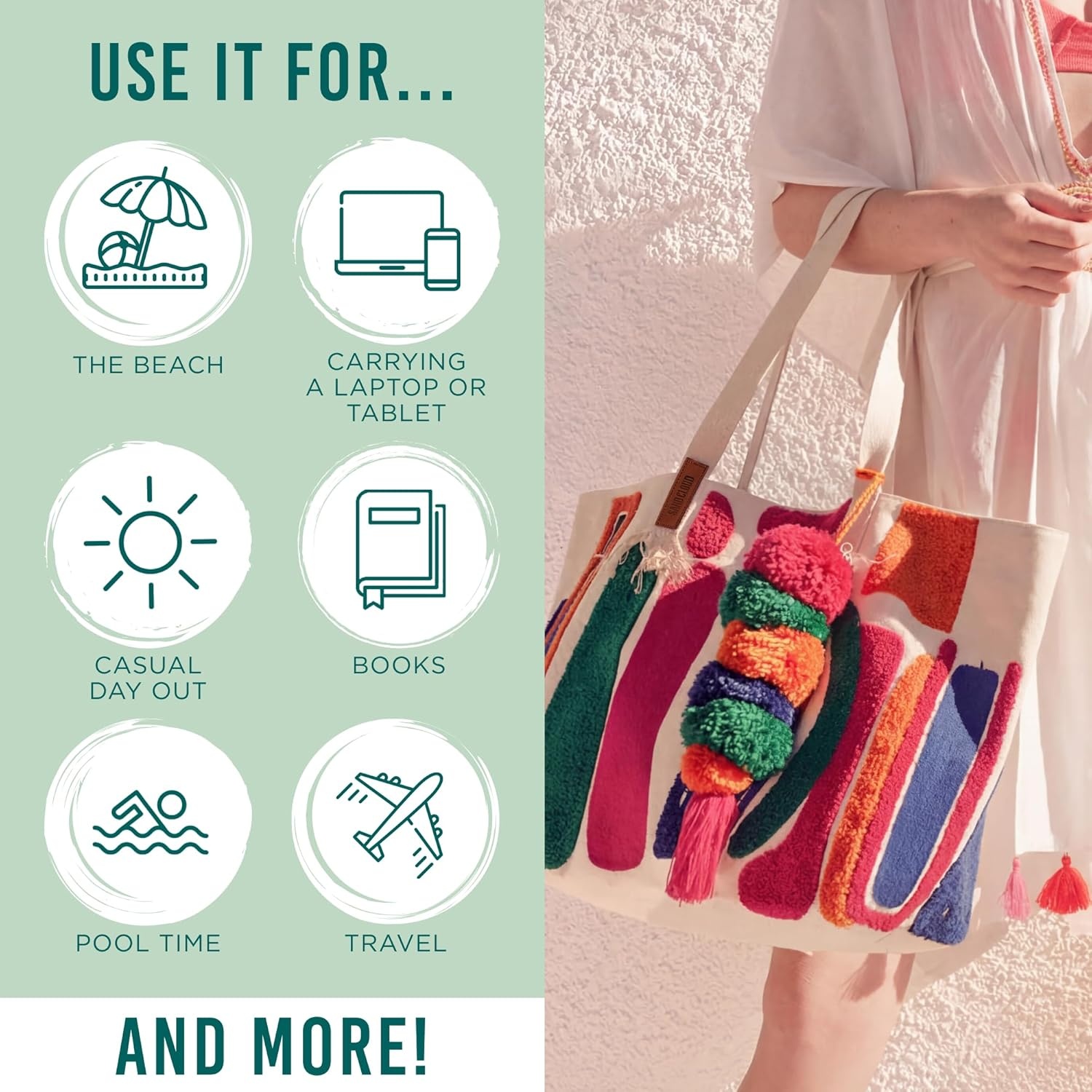 image:imageSand Cloud Canvas Beach Tote Bags for WomenHermosa Chenille Tote