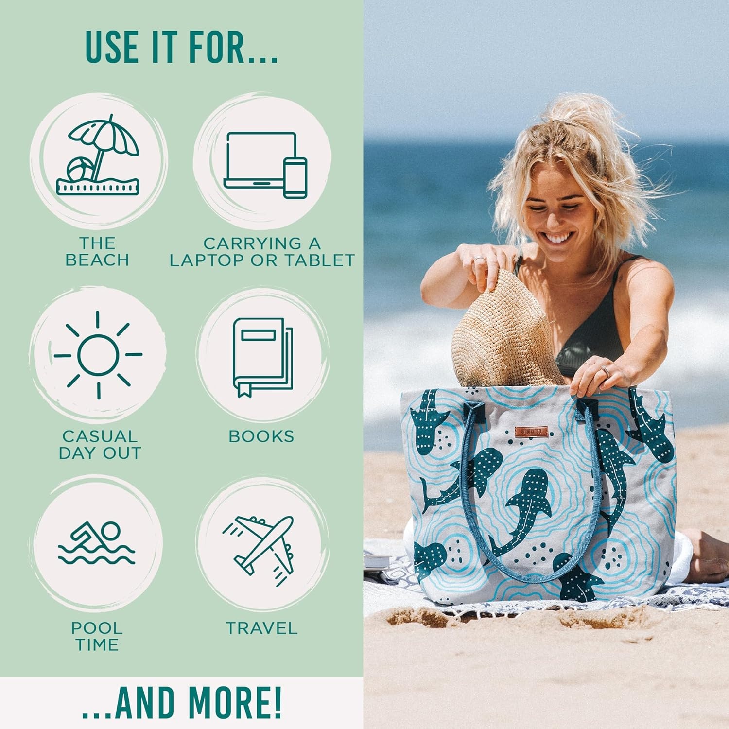 image:imageSand Cloud Canvas Beach Tote Bags for WomenMedan Zipper Pouch