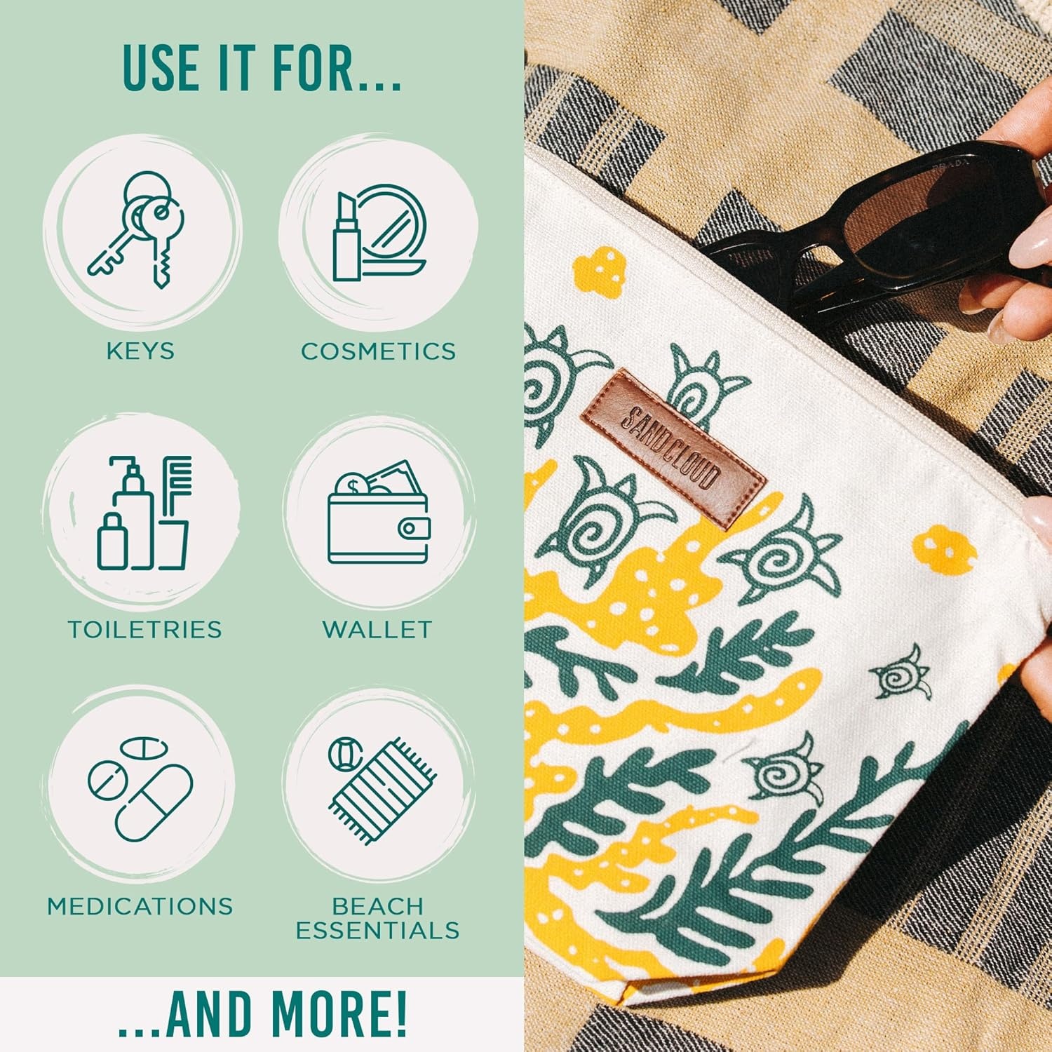 image:imageSand Cloud Canvas Beach Tote Bags for WomenPatnem Beach Everyday Tote Natural
