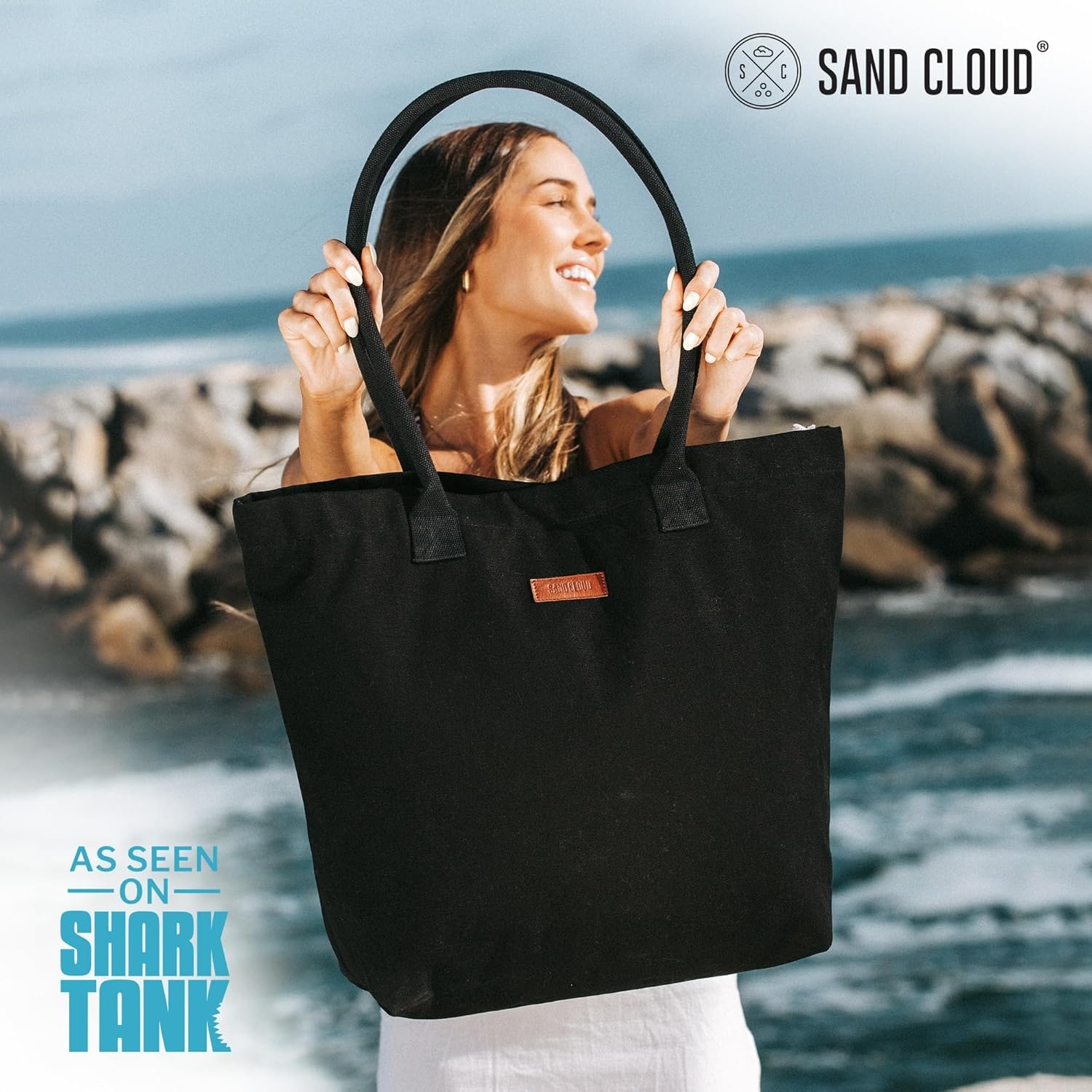 image:imageSand Cloud Canvas Beach Tote Bags for WomenPatnem Beach Tote Black