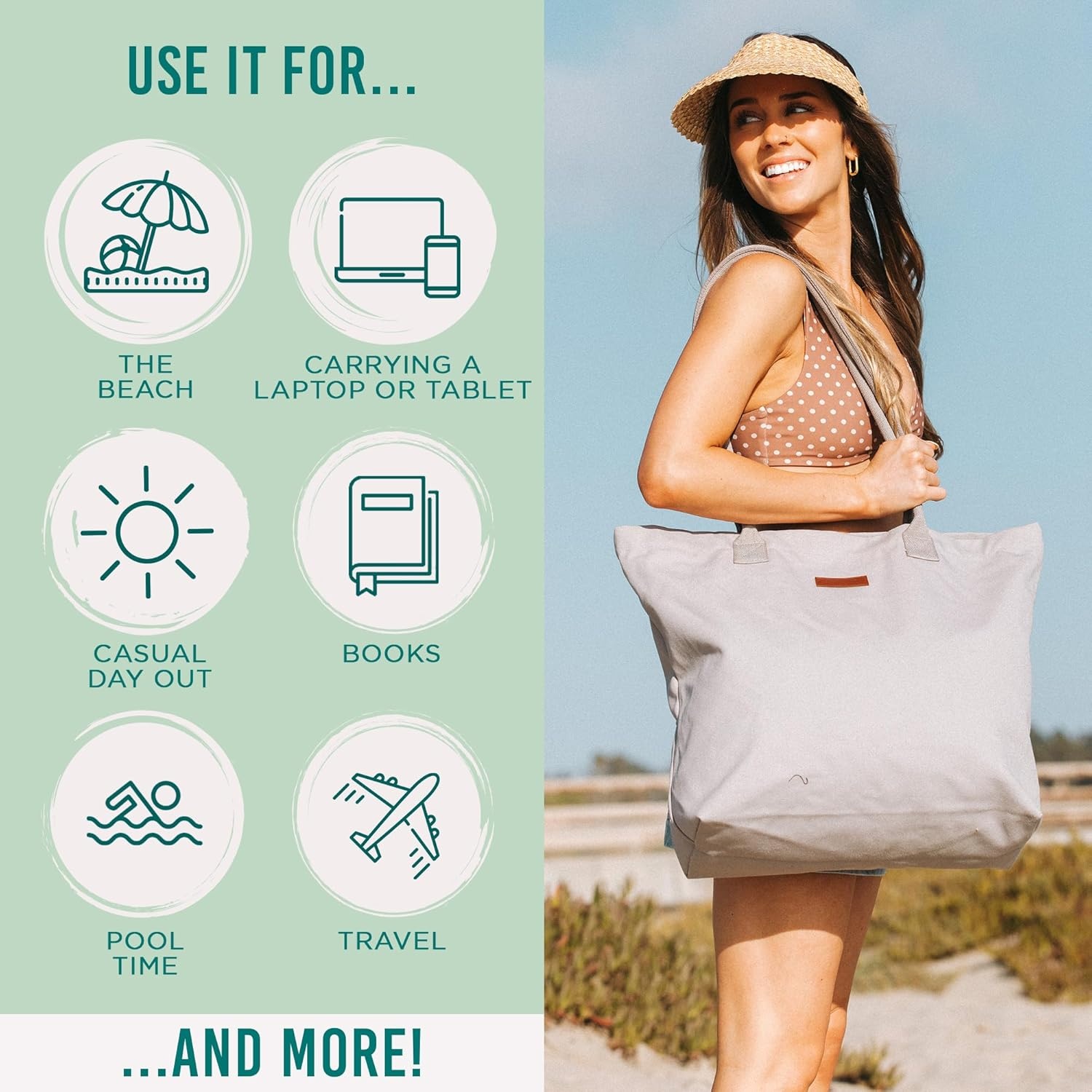 image:imageSand Cloud Canvas Beach Tote Bags for WomenPatnem Beach Tote Grey