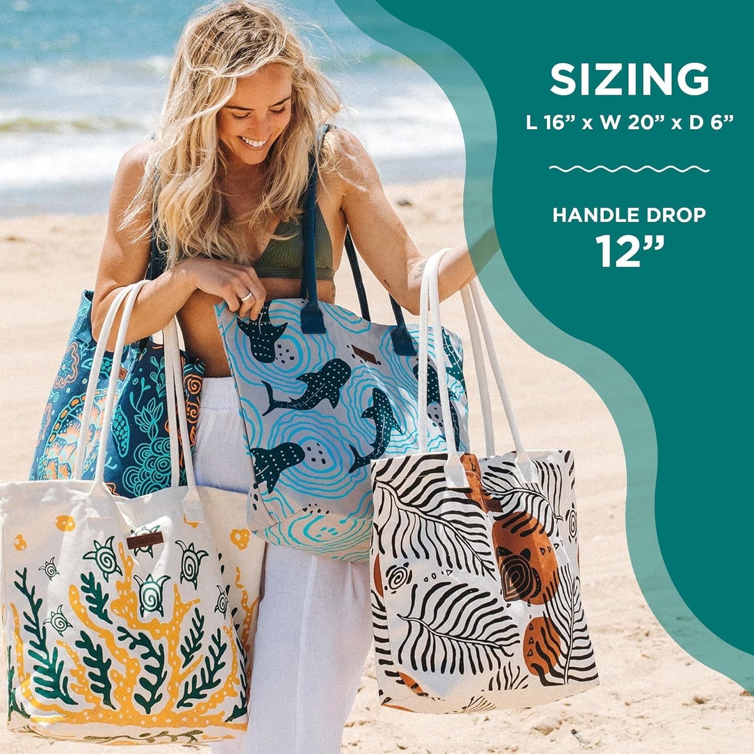 image:imageSand Cloud Canvas Beach Tote Bags for WomenPatnem Beach Tote Natural