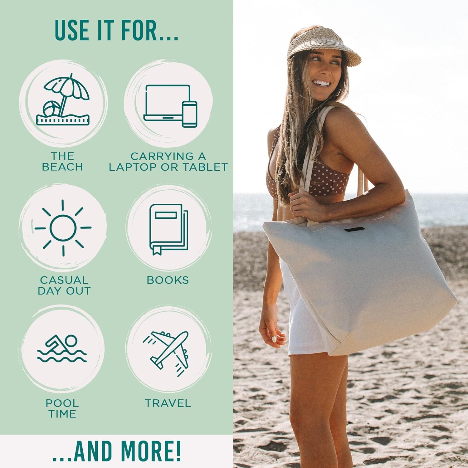 image:imageSand Cloud Canvas Beach Tote Bags for WomenPatnem Beach Tote Natural