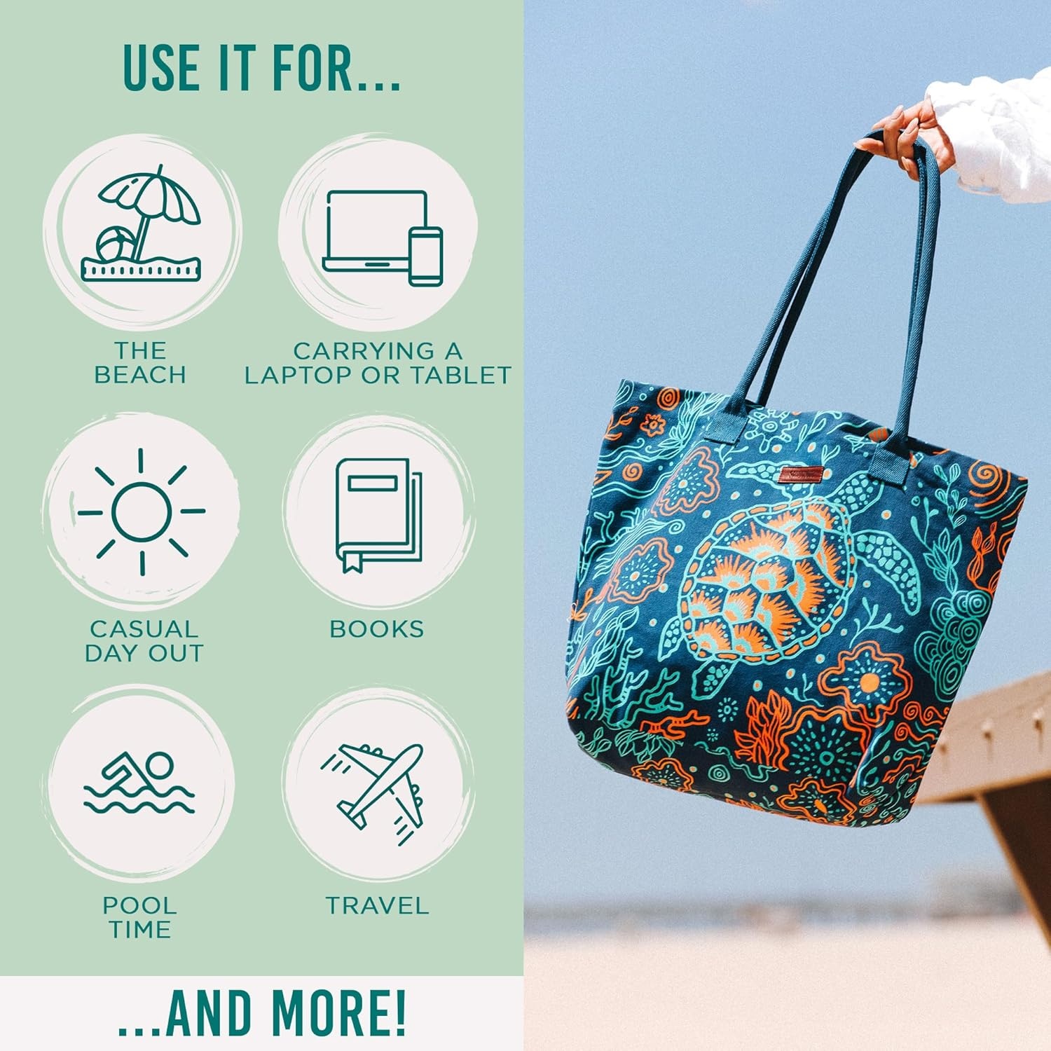 image:imageSand Cloud Canvas Beach Tote Bags for WomenPatnem Zipper Pouch Black