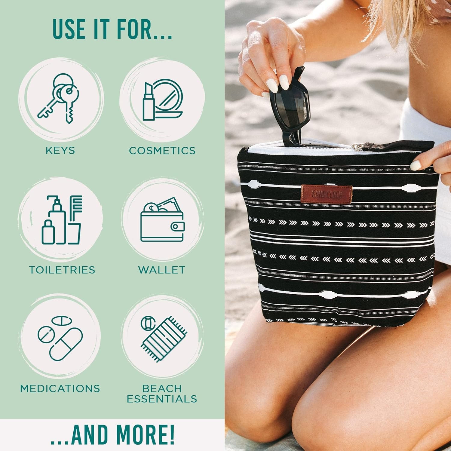 image:imageSand Cloud Canvas Beach Tote Bags for WomenPatnem Zipper Pouch Grey