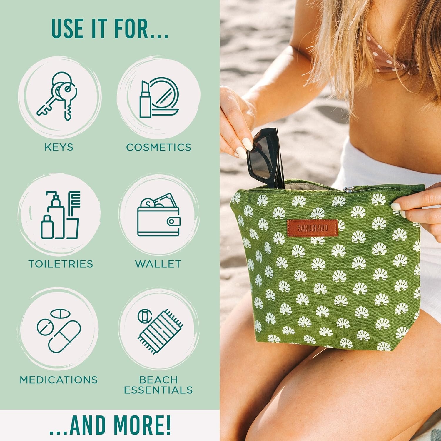 image:imageSand Cloud Canvas Beach Tote Bags for WomenPatnem Zipper Pouch Natural