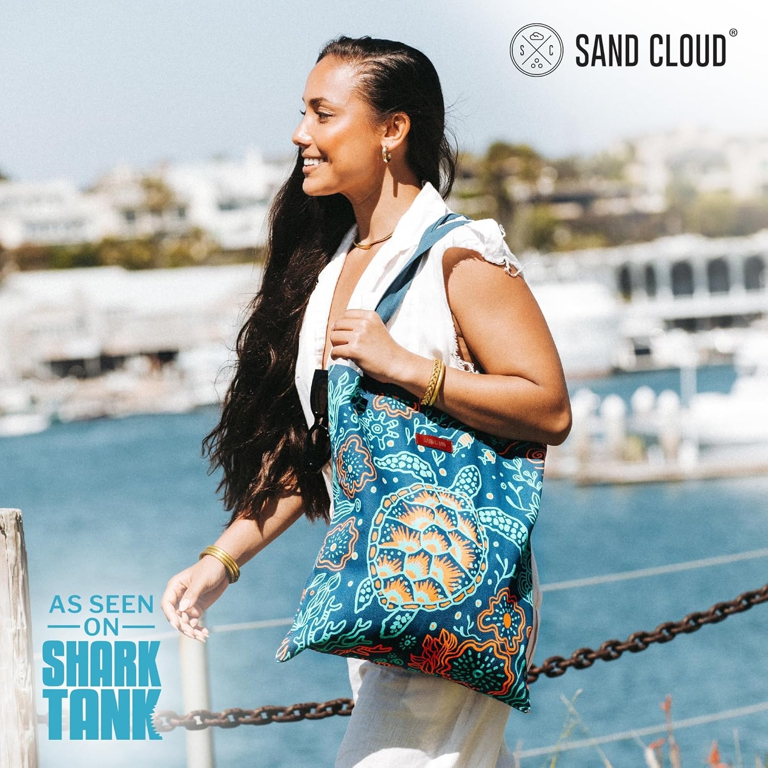 image:imageSand Cloud Canvas Beach Tote Bags for WomenReef Turtles Everyday Tote