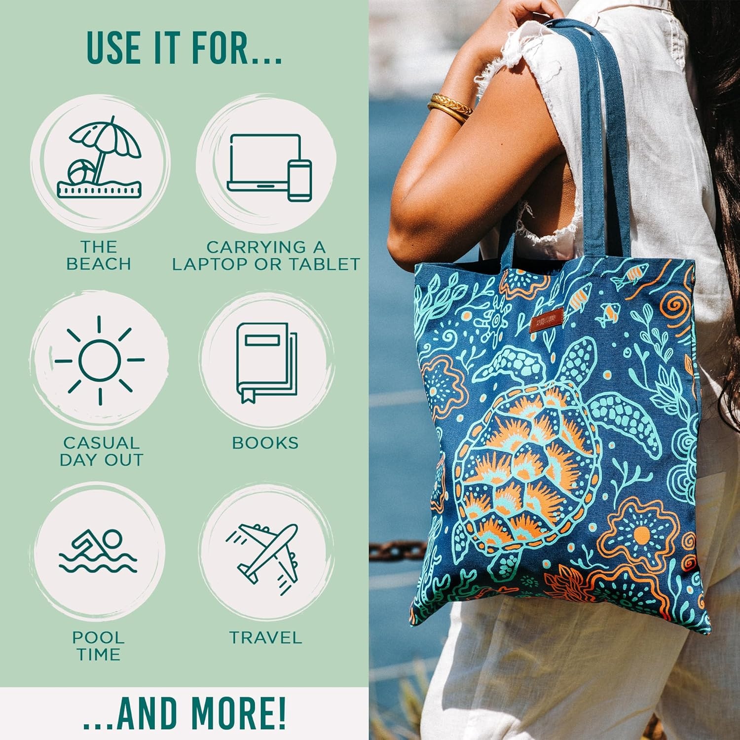 image:imageSand Cloud Canvas Beach Tote Bags for WomenReef Turtles Everyday Tote