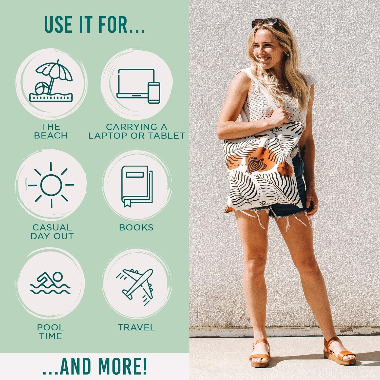 image:imageSand Cloud Canvas Beach Tote Bags for WomenRetro Turtles Everyday Tote