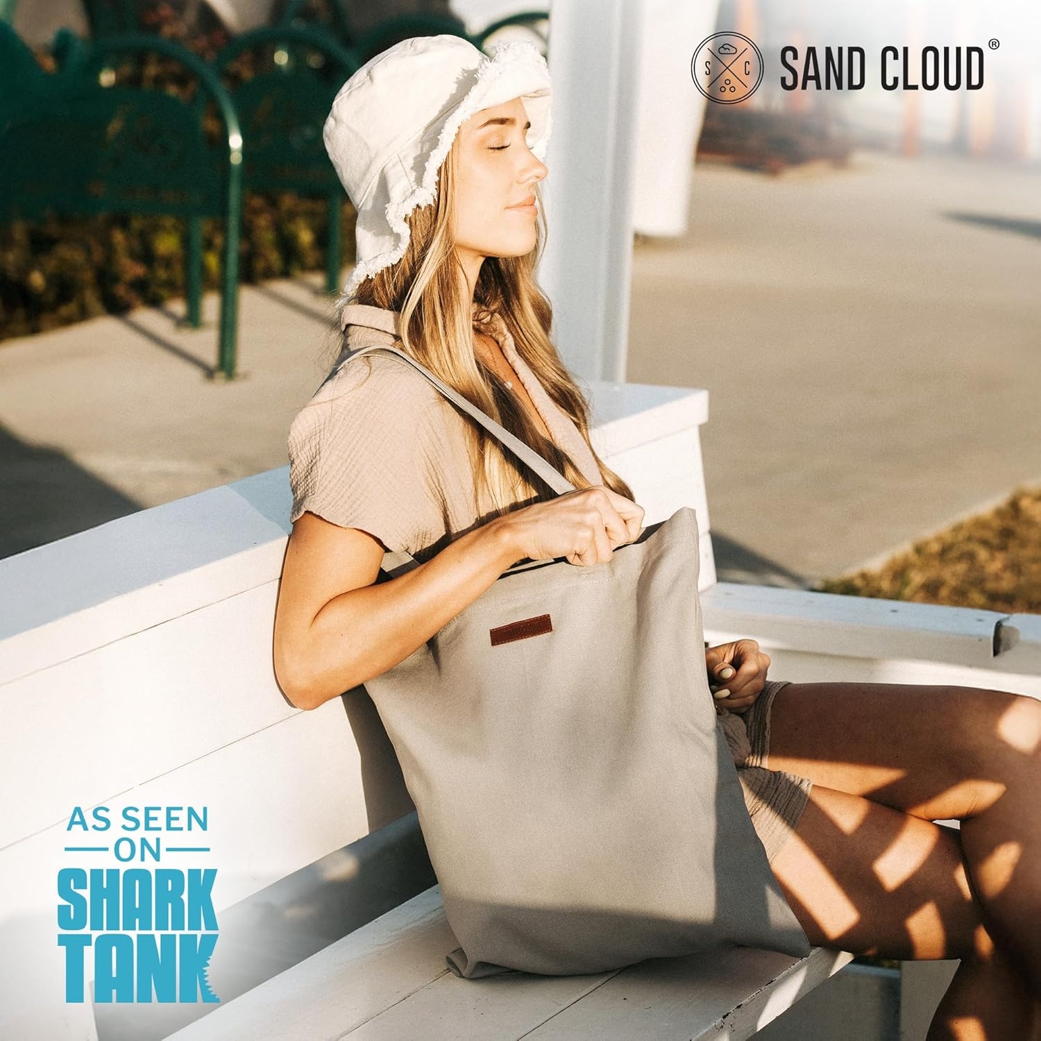 image:imageSand Cloud Canvas Beach Tote Bags for WomenShark Ripples Zipper Pouch