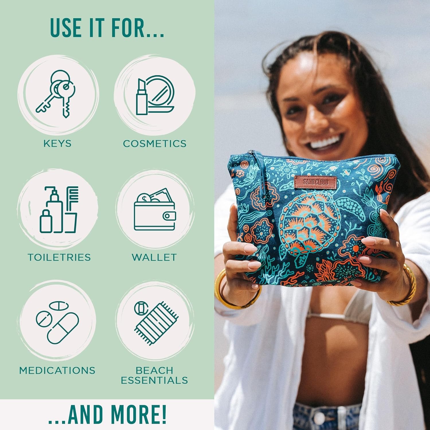 image:imageSand Cloud Canvas Beach Tote Bags for WomenSwimming Turtles Beach Tote
