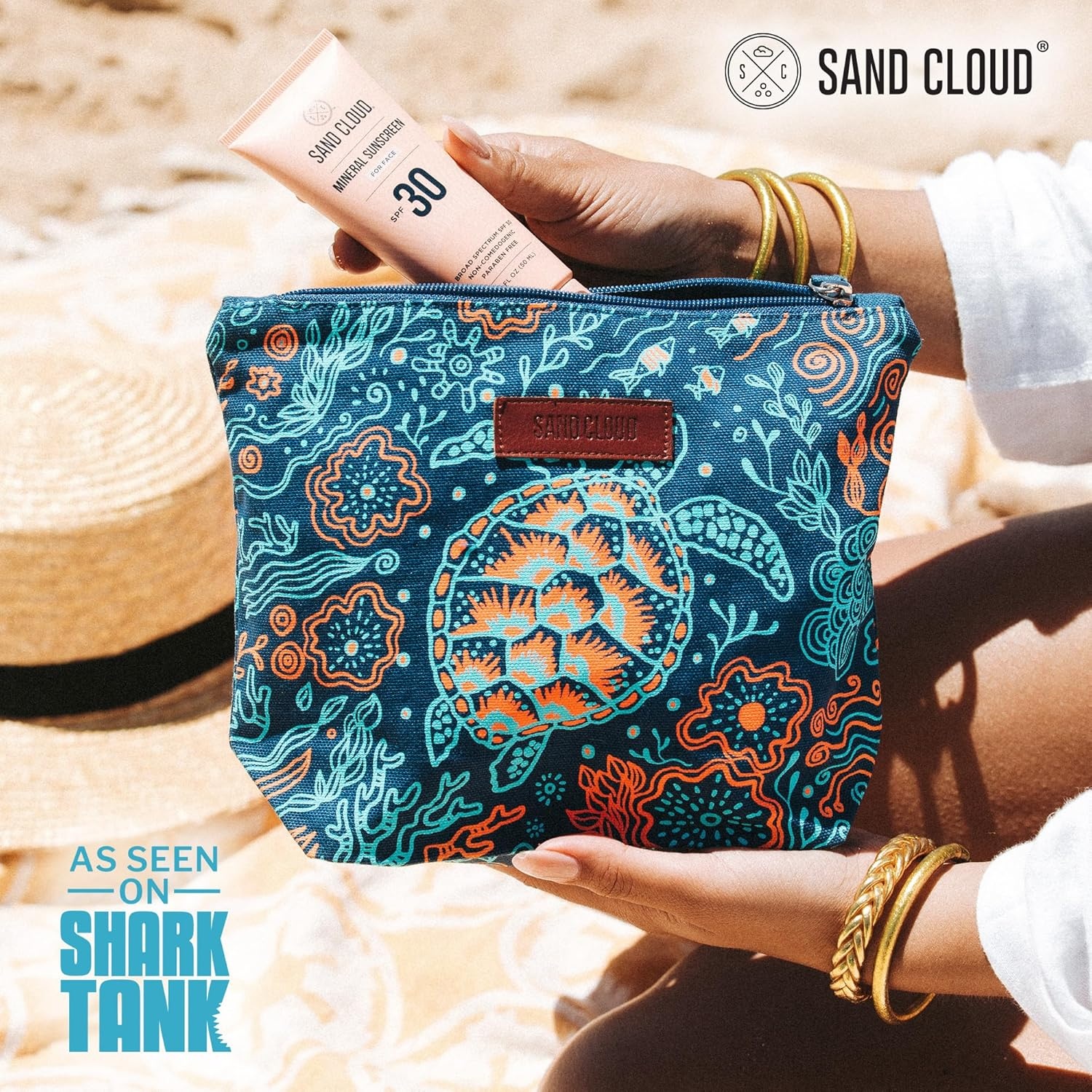 image:imageSand Cloud Canvas Beach Tote Bags for WomenSwimming Turtles Beach Tote