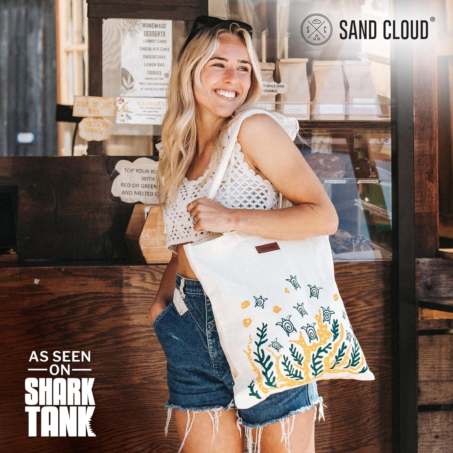 image:imageSand Cloud Canvas Beach Tote Bags for WomenSwimming Turtles Everyday Tote