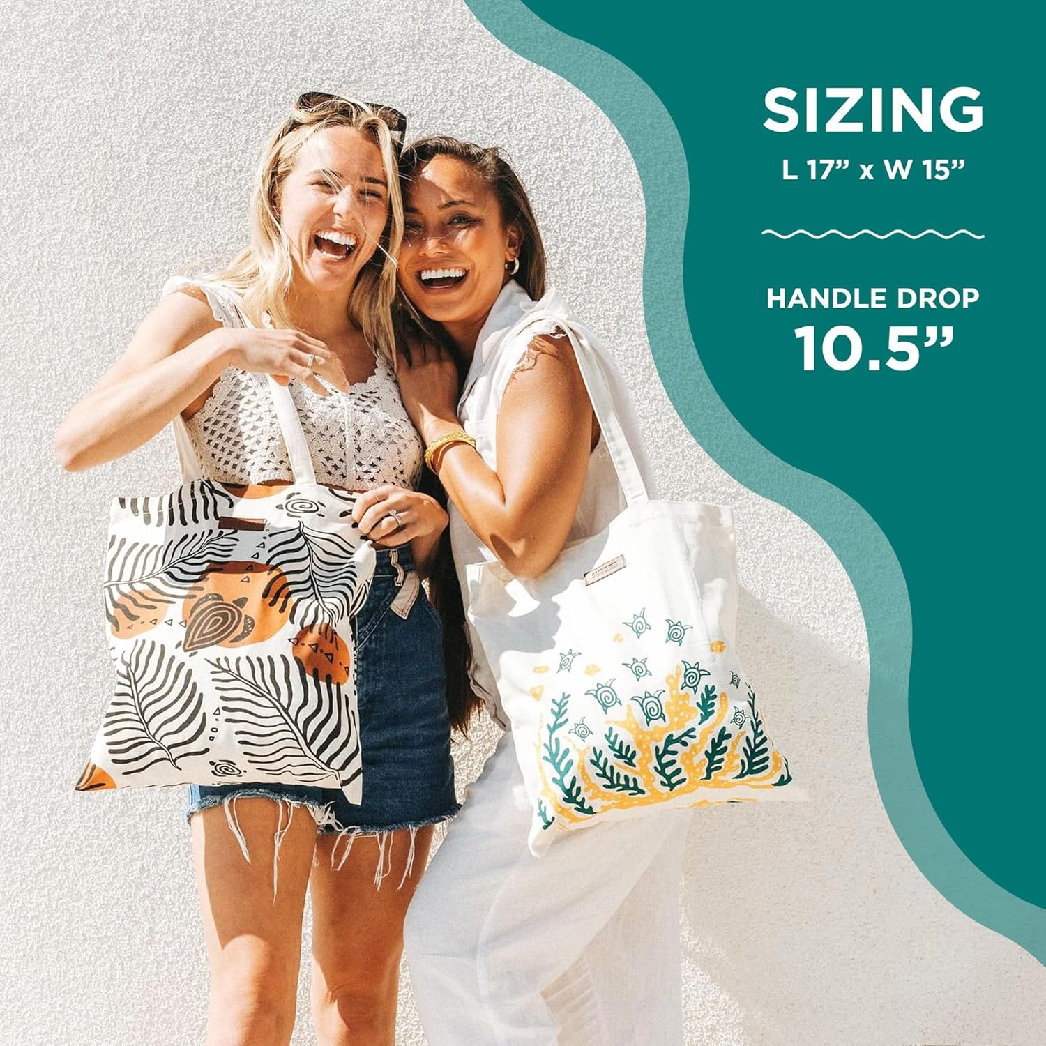 image:imageSand Cloud Canvas Beach Tote Bags for WomenSwimming Turtles Everyday Tote