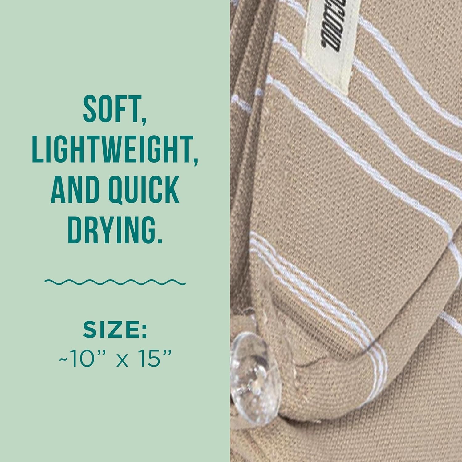 image:imageSand Cloud Hair Towel Wrap for Women amp Men Sand Classic 100 Turkish Cotton Quick Hair Drying Towel Wrap Absorbent Half Terry Weave Hair Plop Head Towel Wrap with Binding EdgeSand
