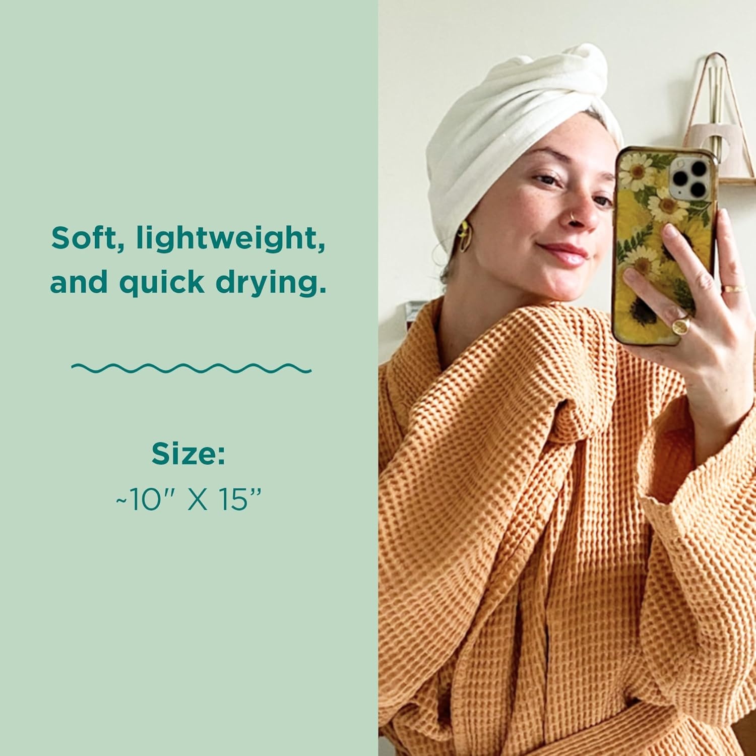 image:imageSand Cloud Hair Towel Wrap for Women amp Men Sand Classic 100 Turkish Cotton Quick Hair Drying Towel Wrap Absorbent Half Terry Weave Hair Plop Head Towel Wrap with Binding EdgeTerra Ivory