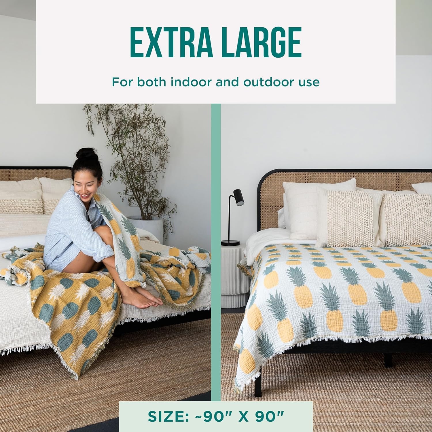 image:imageSand Cloud Oversized Throw Blanket 100 Organic Turkish Cotton amp Heavy Weight Jacquard Weave Soft Comfy amp Cozy Large Beach Blanket for Comfort amp Style 85 x 90 Checkmate PartyPineapple Party