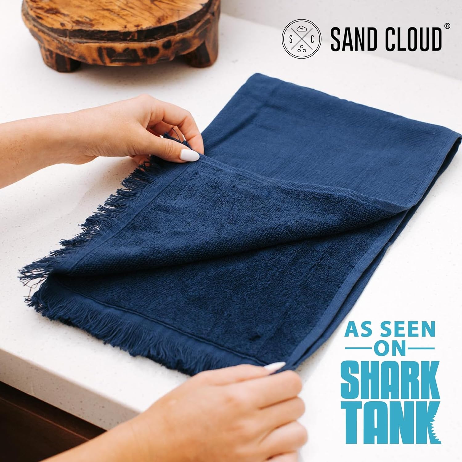 image:imageSand Cloud Turkish Bath Towels Bundle for Bathroom Set of 4 Classic Black Large Size 100 Certified Organic Cotton Yarn is Lightweight Soft amp Absorbent Premium Bath Towels Dry FasterTerra Navy