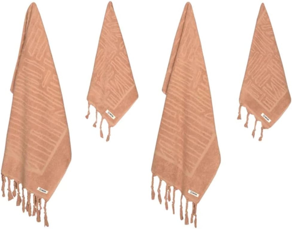 image:imageSand Cloud Turkish Bath Towels Bundle for Bathroom Set of 4 Daze Beige Large Size 100 Certified Organic Cotton Yarn is Lightweight Soft amp Absorbent Premium Bath amp Hand Towels Dry FasterDaze Beige