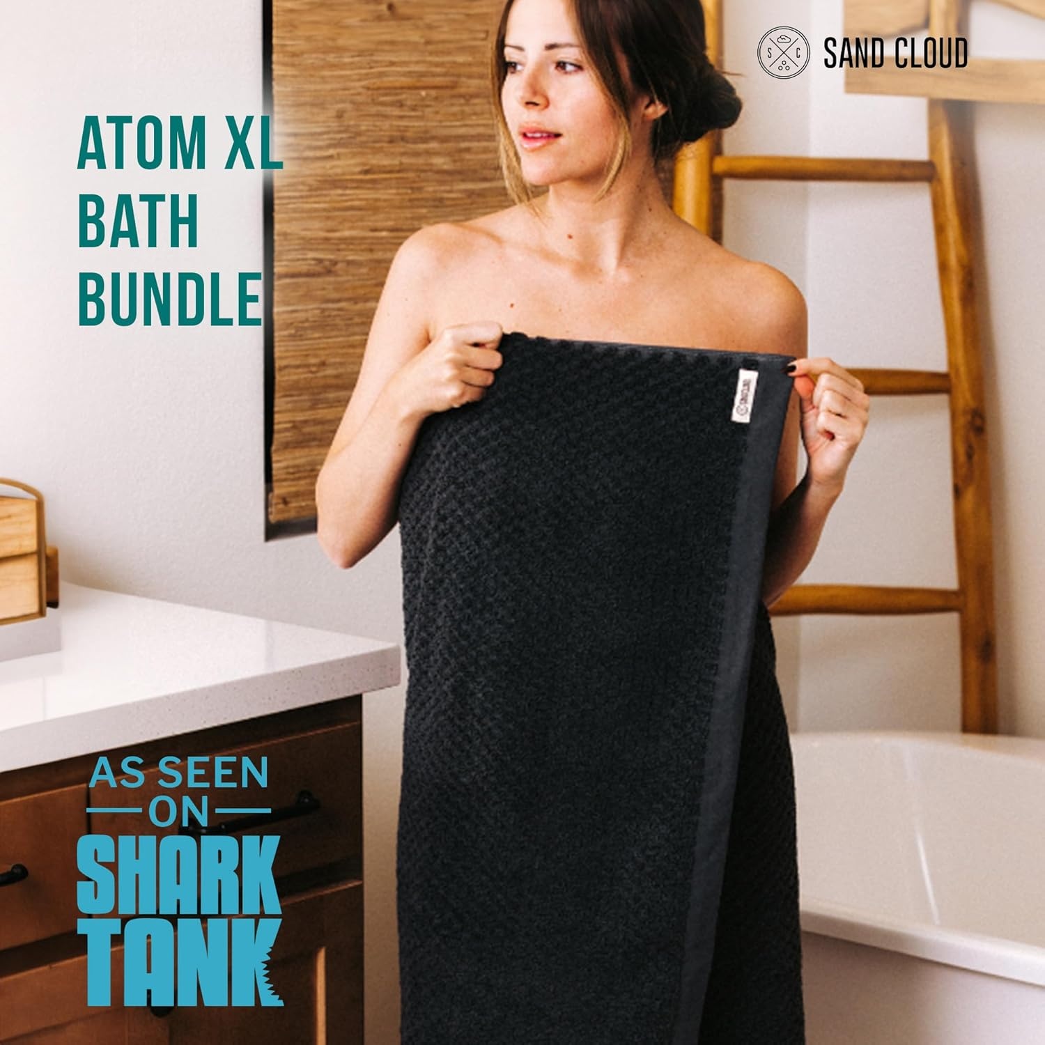 image:imageSand Cloud Turkish Bath Towels for Bathroom Set of 2 Atom Blue Large Luxury Soft Linen Turkish Organic Cotton is Luxurious amp Absorbent Premium Shower amp Bathroom Towels Dry FasterAtom Charcoal