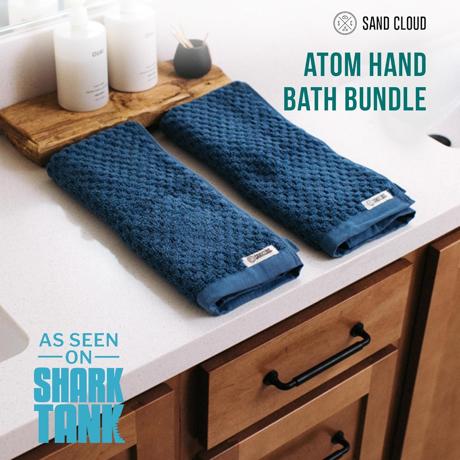 image:imageSand Cloud Turkish Bath Towels for Bathroom Set of 2 Atom Blue Large Luxury Soft Linen Turkish Organic Cotton is Luxurious amp Absorbent Premium Shower amp Bathroom Towels Dry FasterAtom Slate Blue