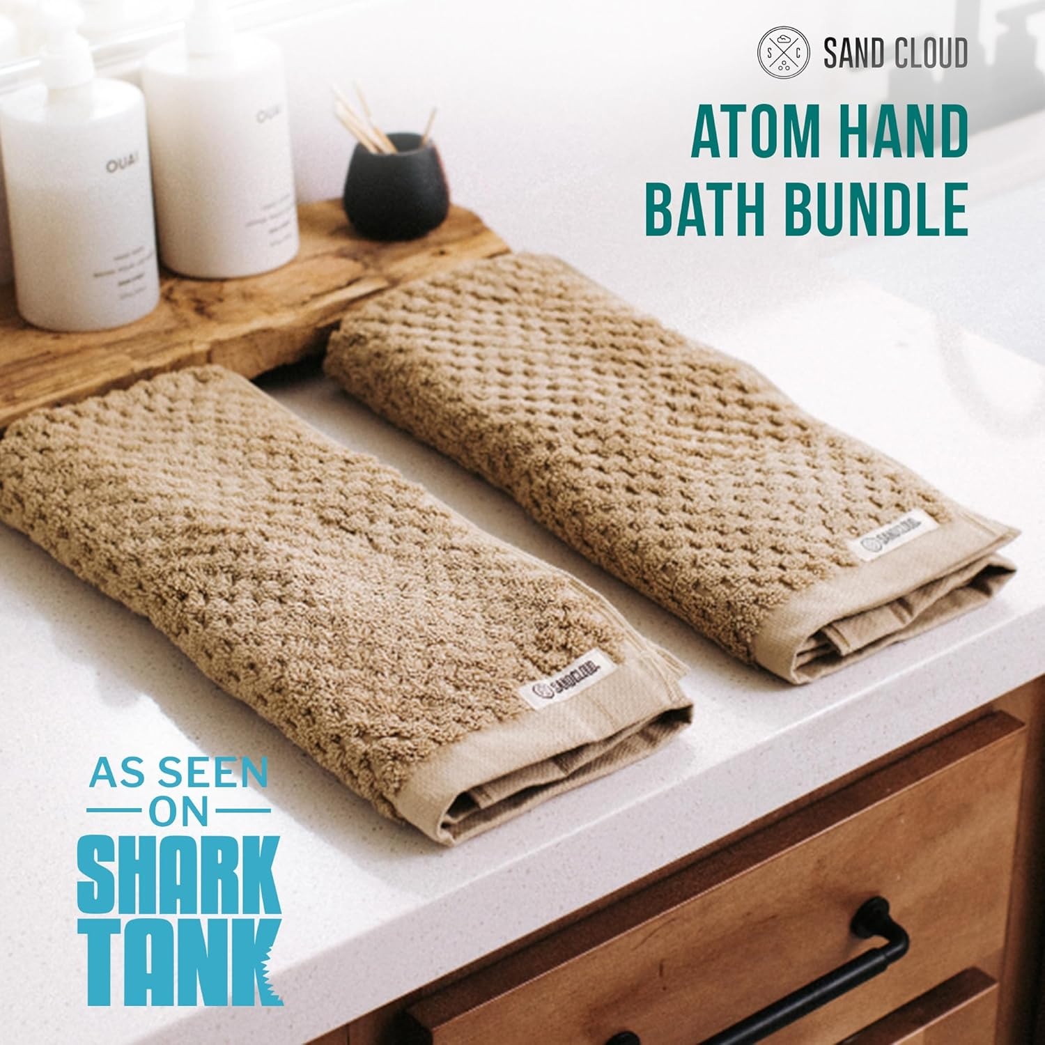 image:imageSand Cloud Turkish Bath Towels for Bathroom Set of 2 Atom Blue Large Luxury Soft Linen Turkish Organic Cotton is Luxurious amp Absorbent Premium Shower amp Bathroom Towels Dry FasterAtom Sand