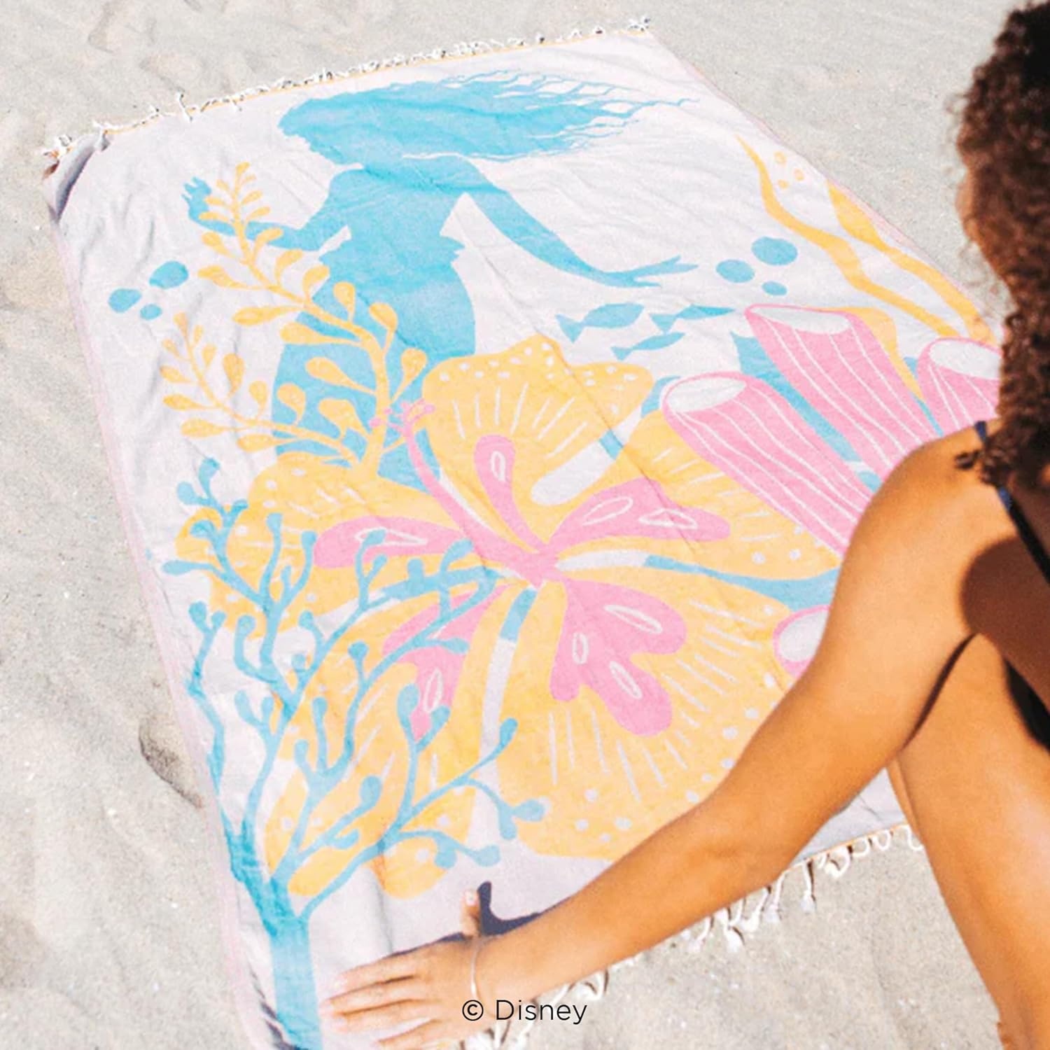 image:imageSand Cloud Turkish Beach Towel Disney Live Action Mermaid Sand Resistant 100 Certified Organic Turkish Cotton Yarn Quick Dry Towel for Beach Picnic Blanket or Bath As Seen on Shark TankDisney Live Action Mermaid