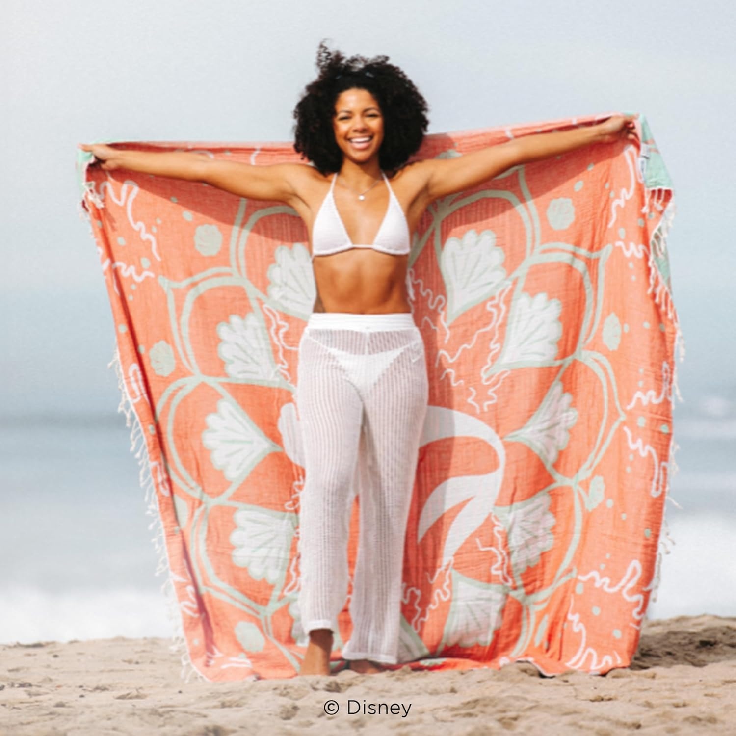 image:imageSand Cloud Turkish Beach Towel Disney Live Action Mermaid Sand Resistant 100 Certified Organic Turkish Cotton Yarn Quick Dry Towel for Beach Picnic Blanket or Bath As Seen on Shark TankDisney Boho Mermaid XL