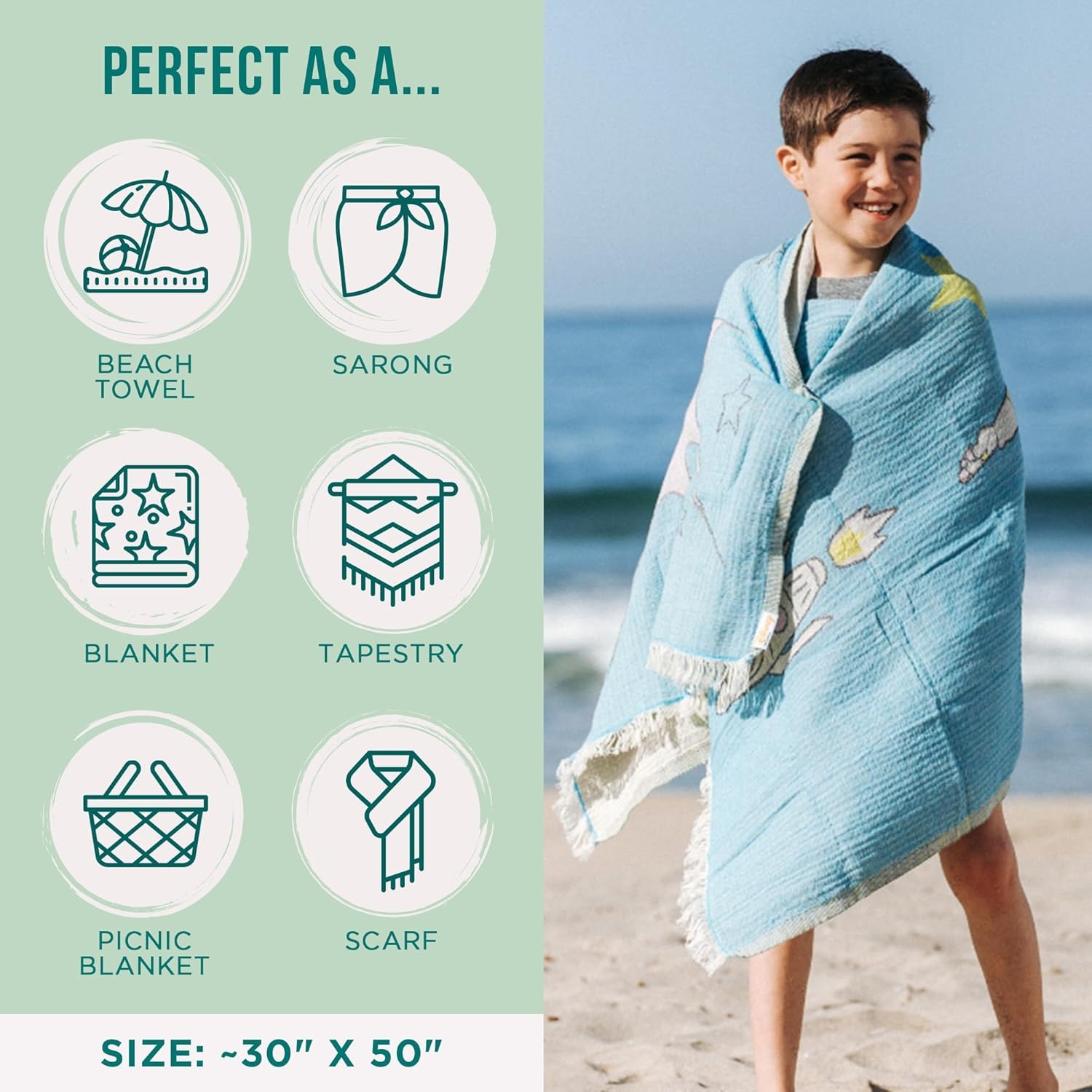 image:imageSand Cloud Turkish Beach Towel Disney Live Action Mermaid Sand Resistant 100 Certified Organic Turkish Cotton Yarn Quick Dry Towel for Beach Picnic Blanket or Bath As Seen on Shark TankDisney Pixar Buzz Kids