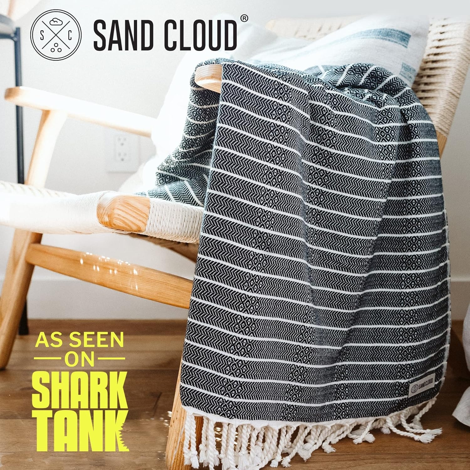 image:imageSand Cloud Turkish Beach Towel Sand Resistant 100 Certified Organic Turkish Towel Quick Dry Towel for Beach Picnic Blanket or Bath Towel As Seen on Shark Tank Gocek DenimBlack