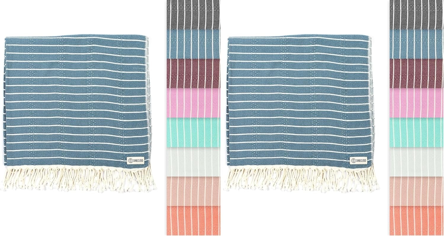 image:imageSand Cloud Turkish Beach Towel Sand Resistant 100 Certified Organic Turkish Towel Quick Dry Towel for Beach Picnic Blanket or Bath Towel As Seen on Shark Tank Gocek DenimDenim