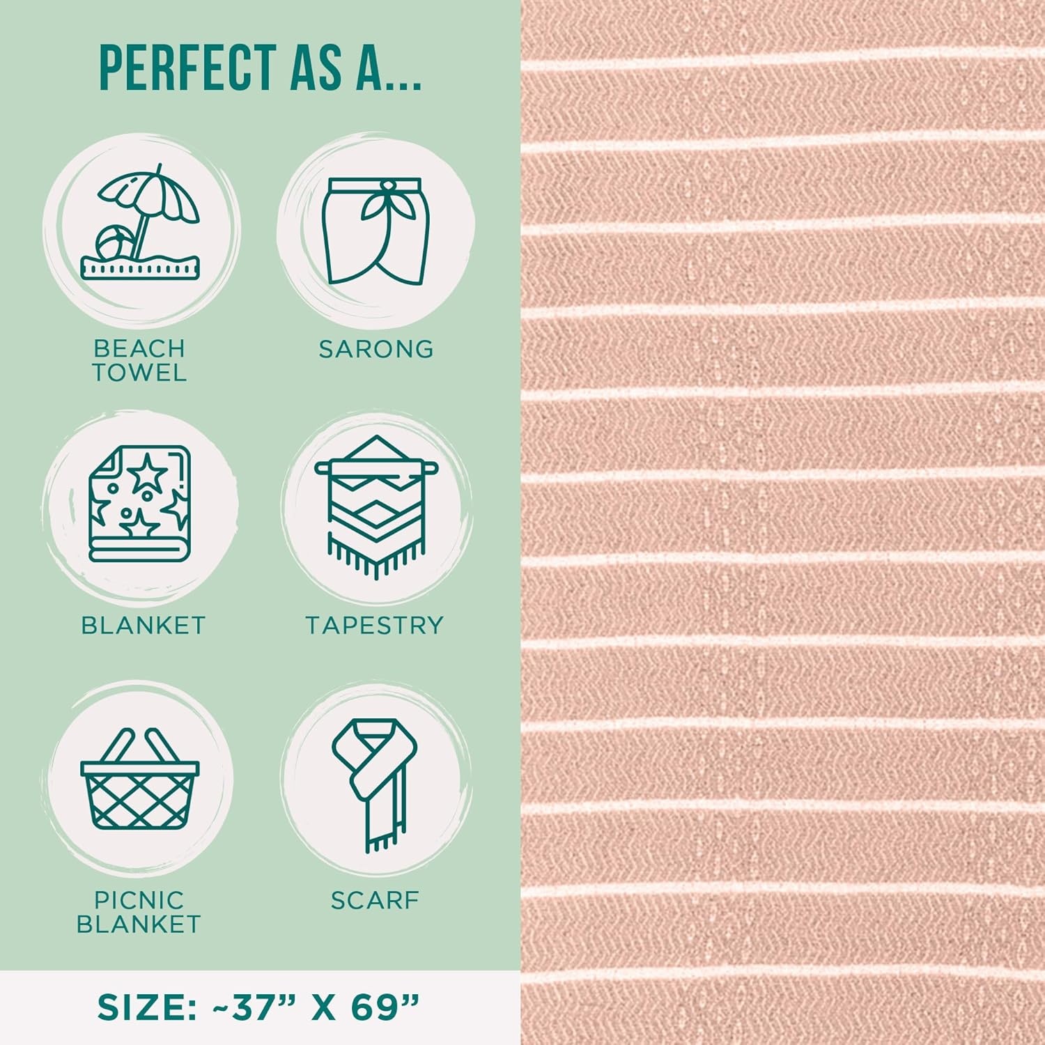 image:imageSand Cloud Turkish Beach Towel Sand Resistant 100 Certified Organic Turkish Towel Quick Dry Towel for Beach Picnic Blanket or Bath Towel As Seen on Shark Tank Gocek DenimBeige