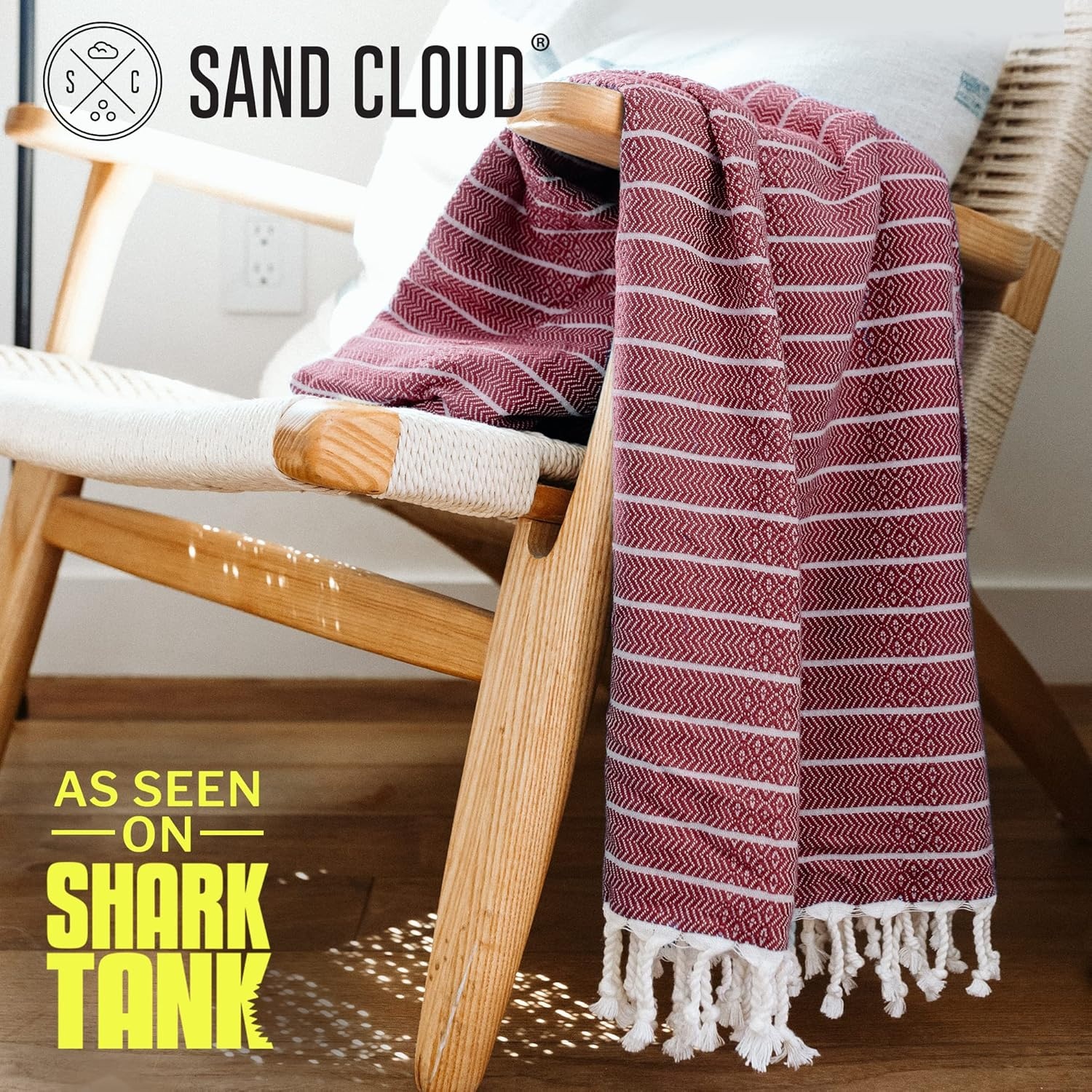 image:imageSand Cloud Turkish Beach Towel Sand Resistant 100 Certified Organic Turkish Towel Quick Dry Towel for Beach Picnic Blanket or Bath Towel As Seen on Shark Tank Gocek DenimBurgundy