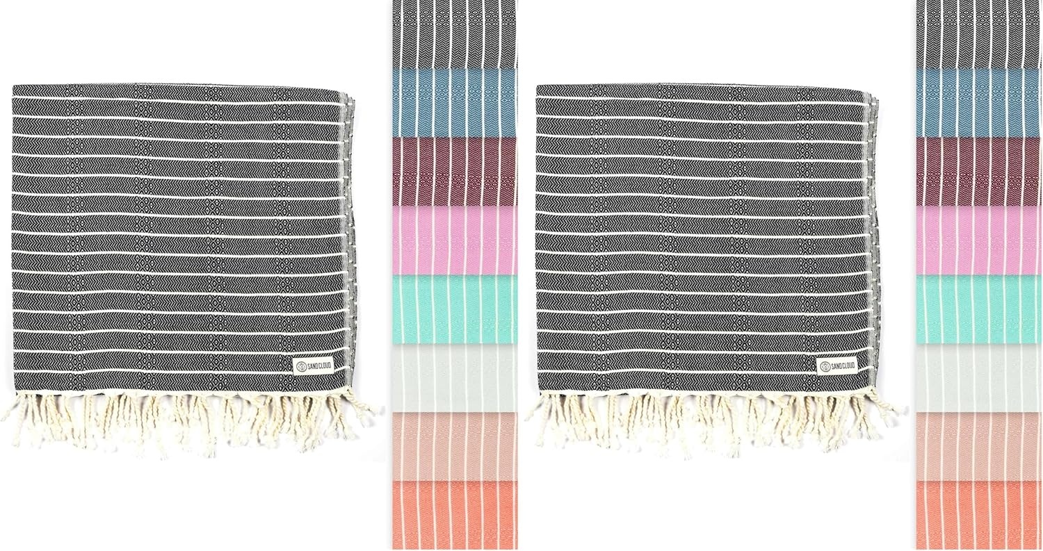 image:imageSand Cloud Turkish Beach Towel Sand Resistant 100 Certified Organic Turkish Towel Quick Dry Towel for Beach Picnic Blanket or Bath Towel As Seen on Shark Tank Gocek DenimBlack