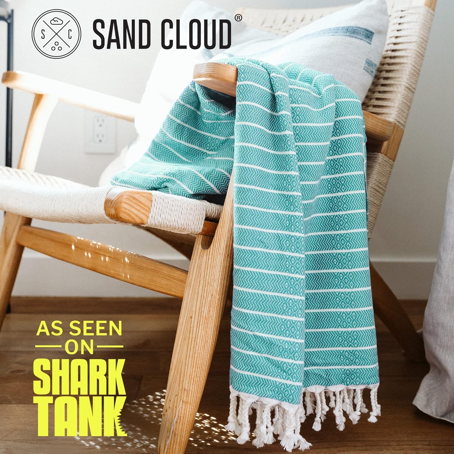 image:imageSand Cloud Turkish Beach Towel Sand Resistant 100 Certified Organic Turkish Towel Quick Dry Towel for Beach Picnic Blanket or Bath Towel As Seen on Shark Tank Gocek DenimMint