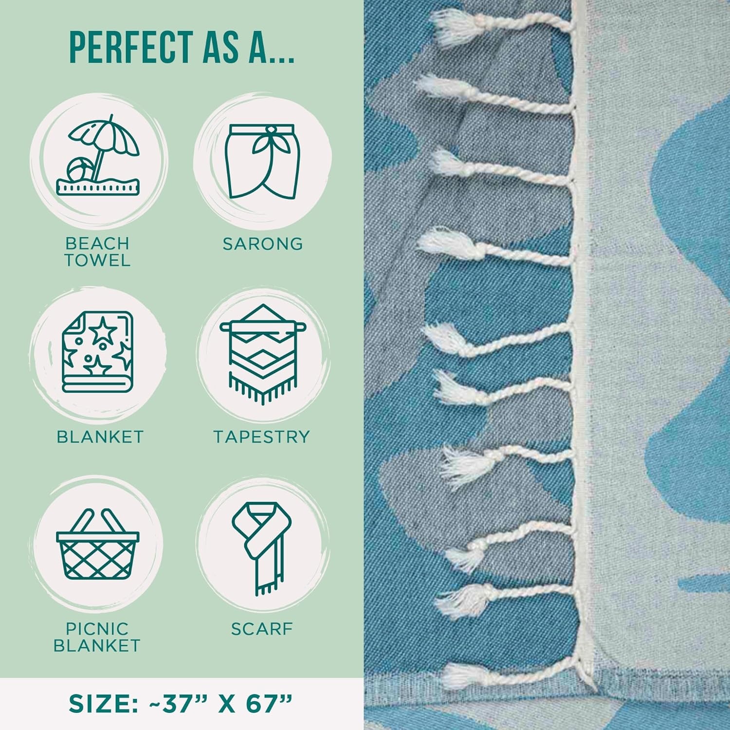 image:imageSand Cloud Turkish Beach Towel Sand Resistant 100 Organic Turkish Cotton Yarn Quick Dry Towel for Beach Picnic Blanket or Bath As Seen on Shark Tank Marine Life Emperor PenguinMr Otter
