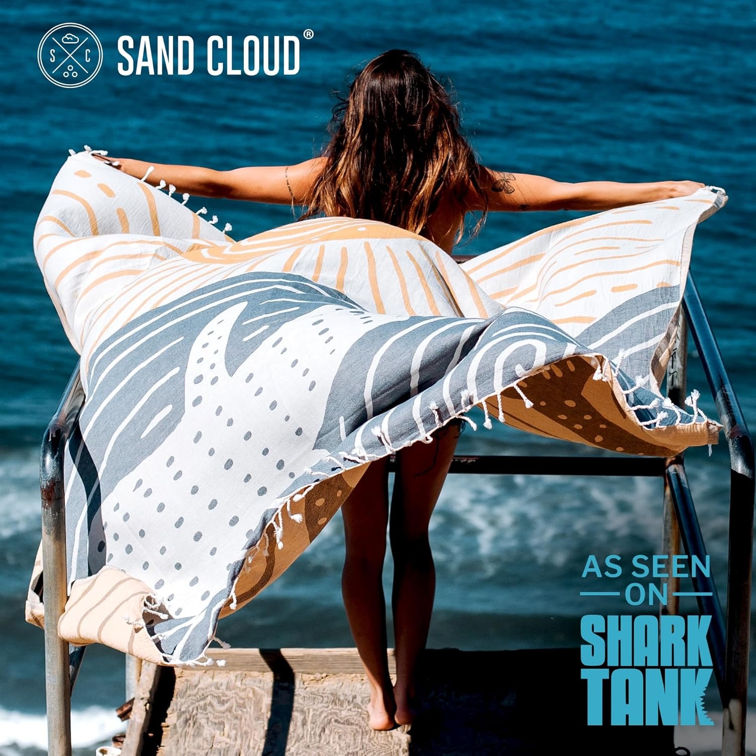 image:imageSand Cloud Turkish Beach Towel Sand Resistant 100 Organic Turkish Cotton Yarn Quick Dry Towel for Beach Picnic Blanket or Bath As Seen on Shark Tank Marine Life Emperor PenguinTypus Whale Shark