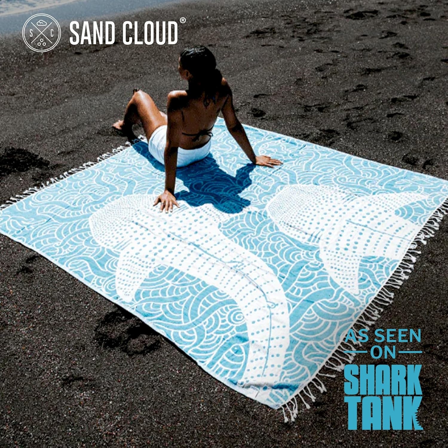 image:imageSand Cloud Turkish Beach Towel Sand Resistant 100 Organic Turkish Cotton Yarn Quick Dry Towel for Beach Picnic Blanket or Bath As Seen on Shark Tank Marine Life Emperor PenguinWhale Shark Turquoise