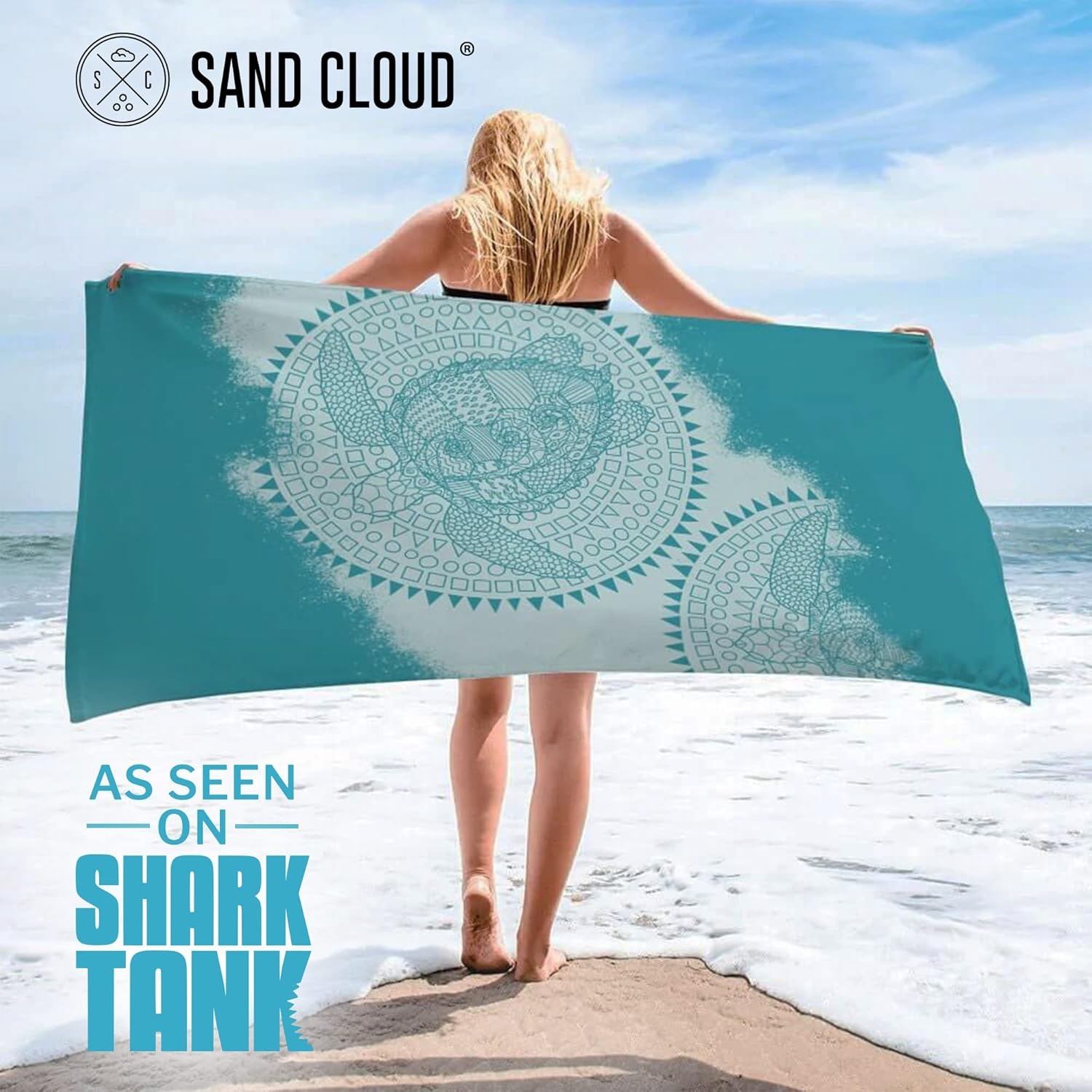 image:imageSand Cloud Turkish Beach Towel Sand Resistant 100 Organic Turkish Cotton Yarn Quick Dry Towel for Beach Picnic Blanket or Bath As Seen on Shark Tank Marine Life Emperor PenguinMandala Sea Turtle Green