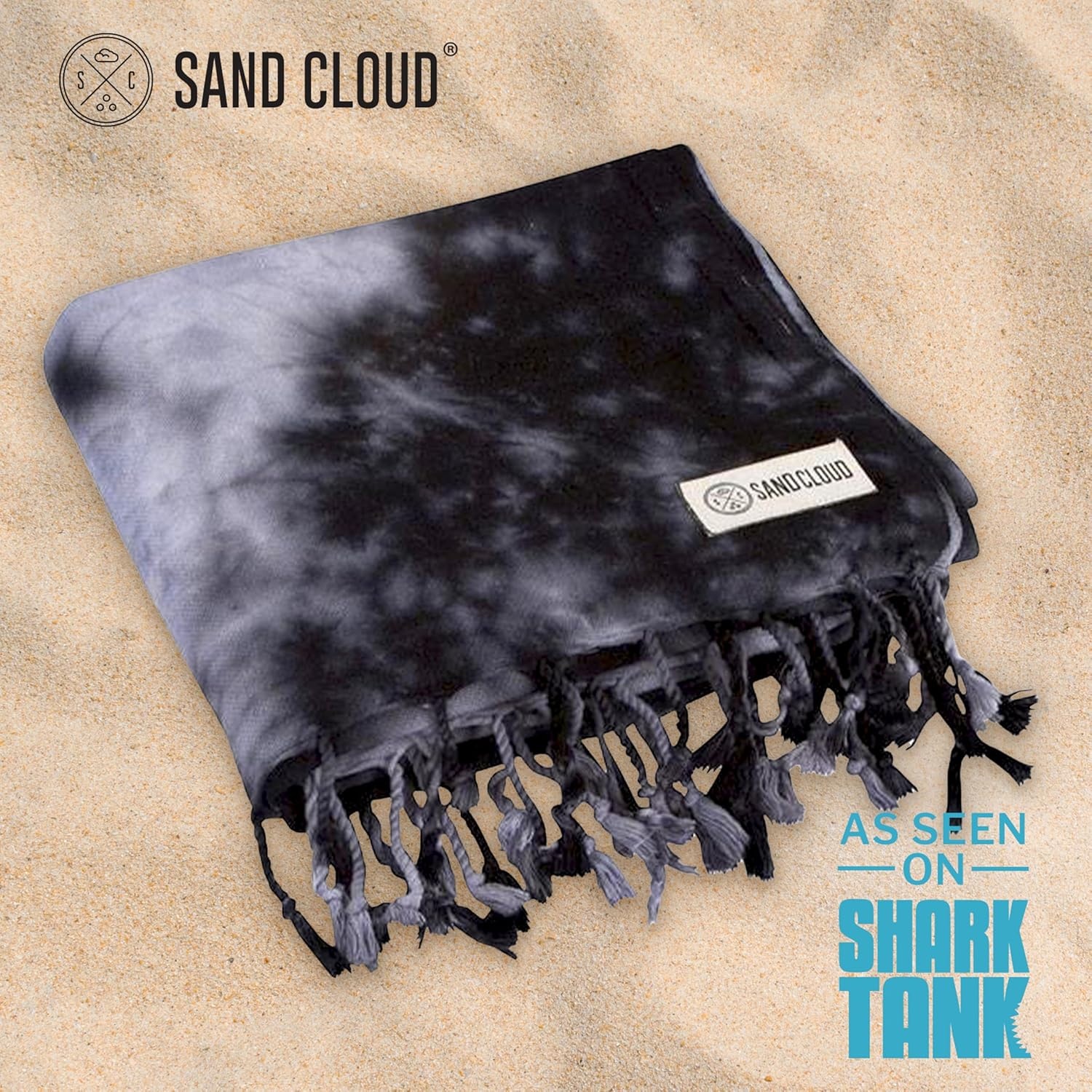 image:imageSand Cloud Turkish Beach Towel Sand Resistant 100 Organic Turkish Cotton Yarn Quick Dry Towel for Beach Picnic Blanket or Throw As Seen on Shark Tank Tie Dye LunaBlack Acid Wash