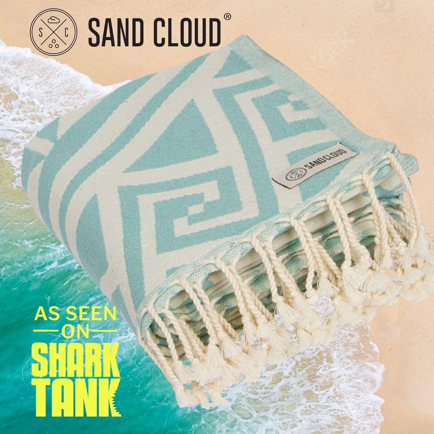 image:imageSand Cloud Turkish Beach Towel Sand Resistant 100 Organic Turkish Cotton Yarn Quick Dry Towel for Beach Picnic Blanket or Throw As Seen on Shark Tank Tie Dye LunaMandala Mint