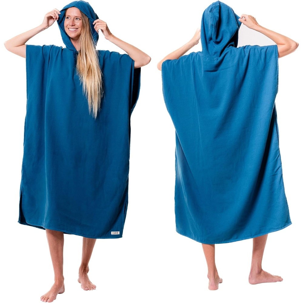 image:imageSand Cloud Beach Cover Up for Women  Bathing Suit amp Swimsuit CoverUp Womens Poncho with Comfortable Fit for Post SwimTerra Hooded Poncho  Teal Blue